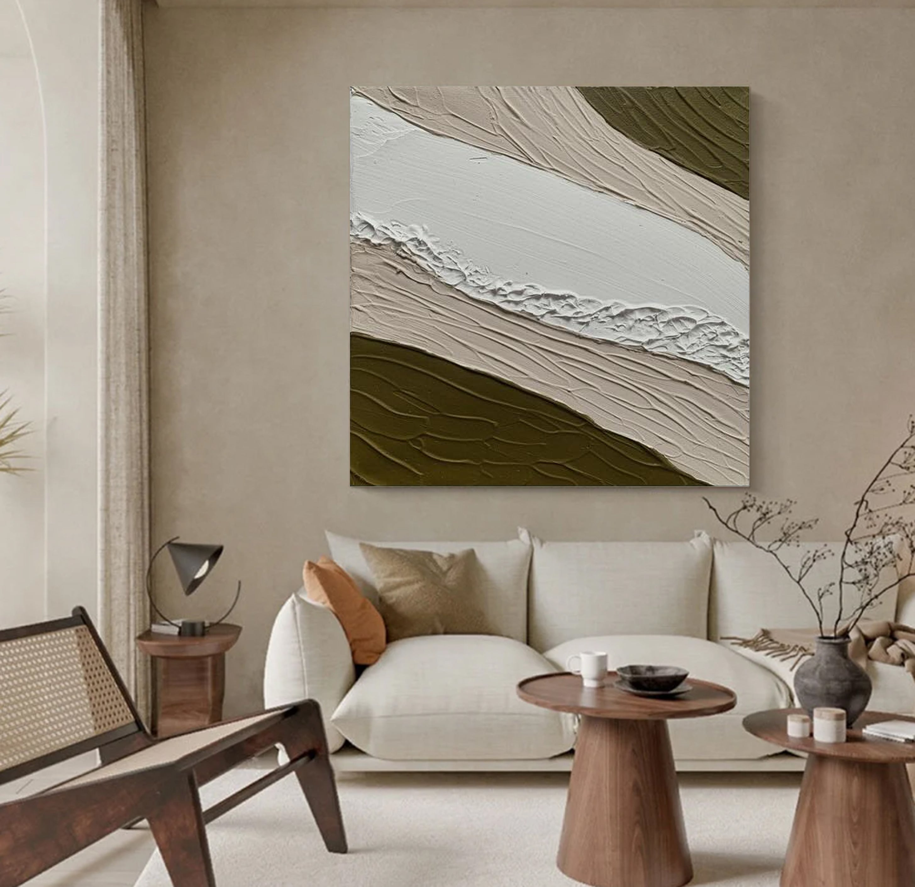 Elegant Plaster Art Canvas Minimalist and Textured for Contemporary Interiors #AB004