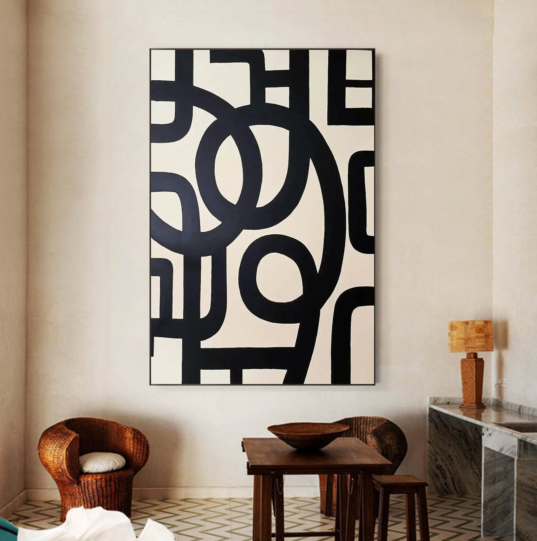 Modern Black and White Geometric Art Minimalist Wall Decor #MM031