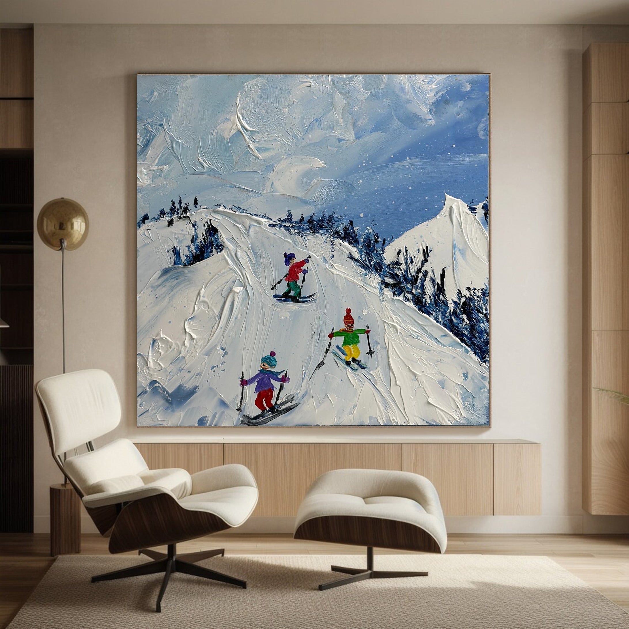 Exciting Snowy Skiing Landscape Art for Modern Interiors