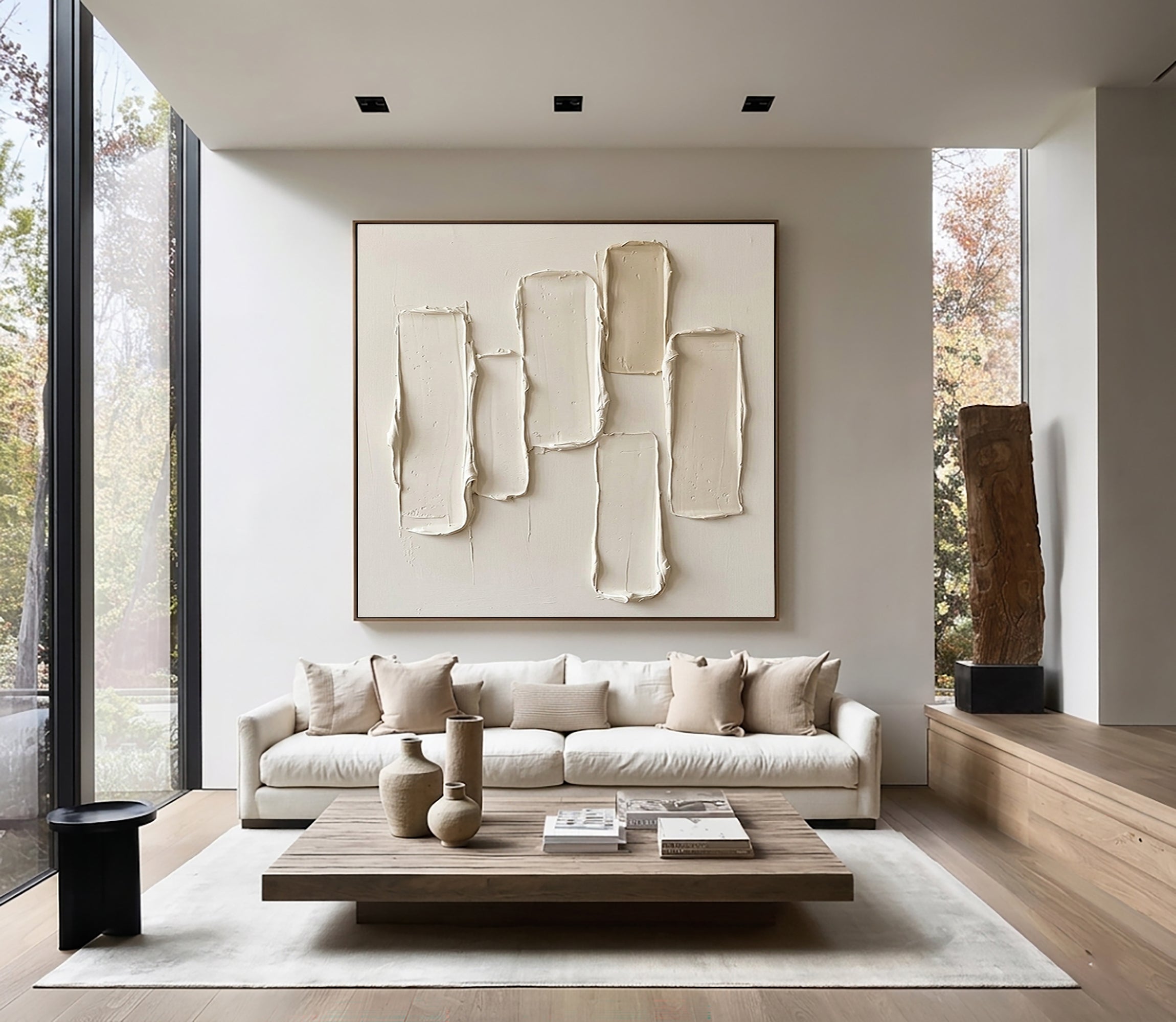 Large Architectural Textured Wall Art Contemporary Minimalist Neutral Painting