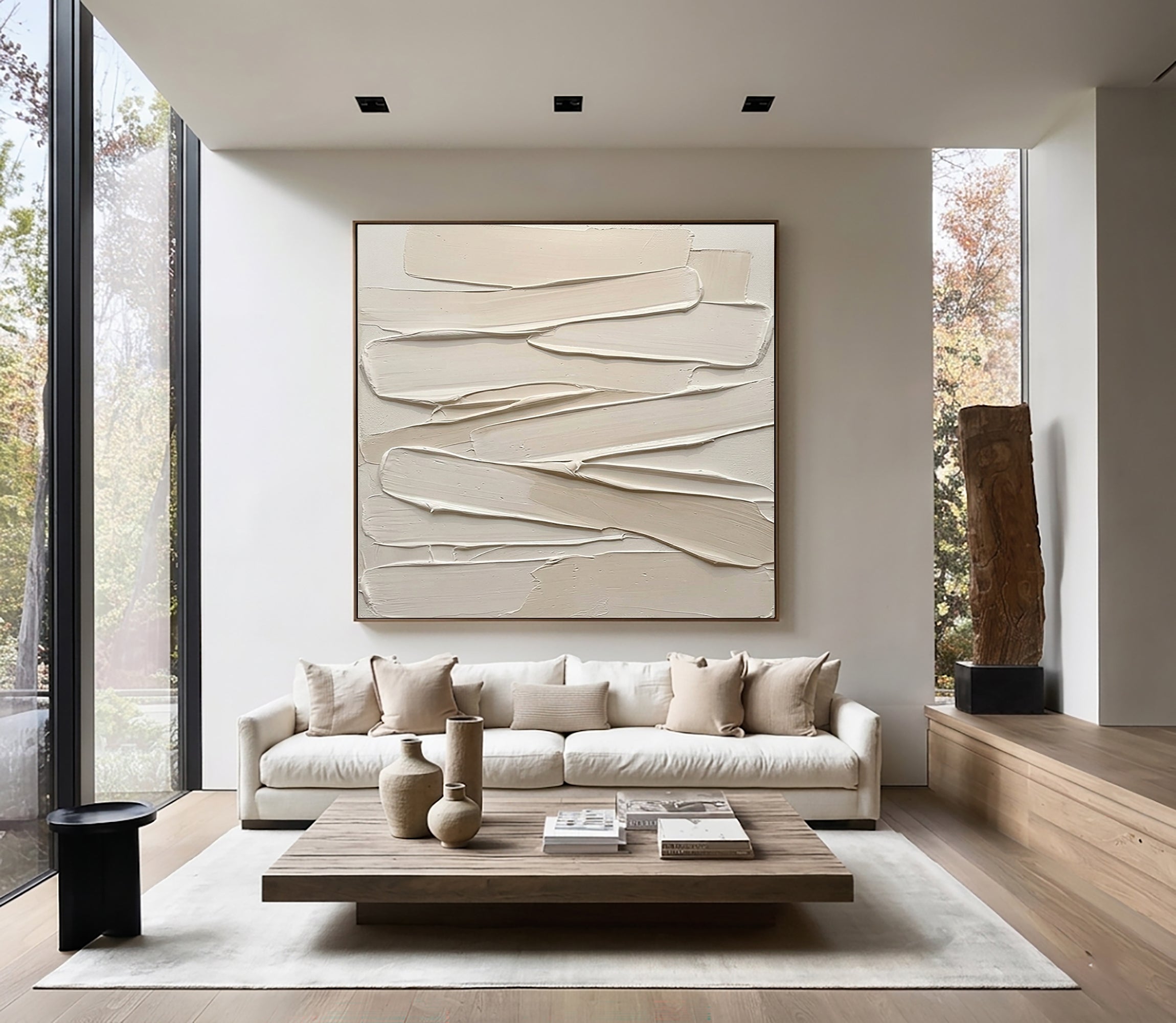 Large Sculptural Ribbon Texture Wall Art Hand Painted Canvas