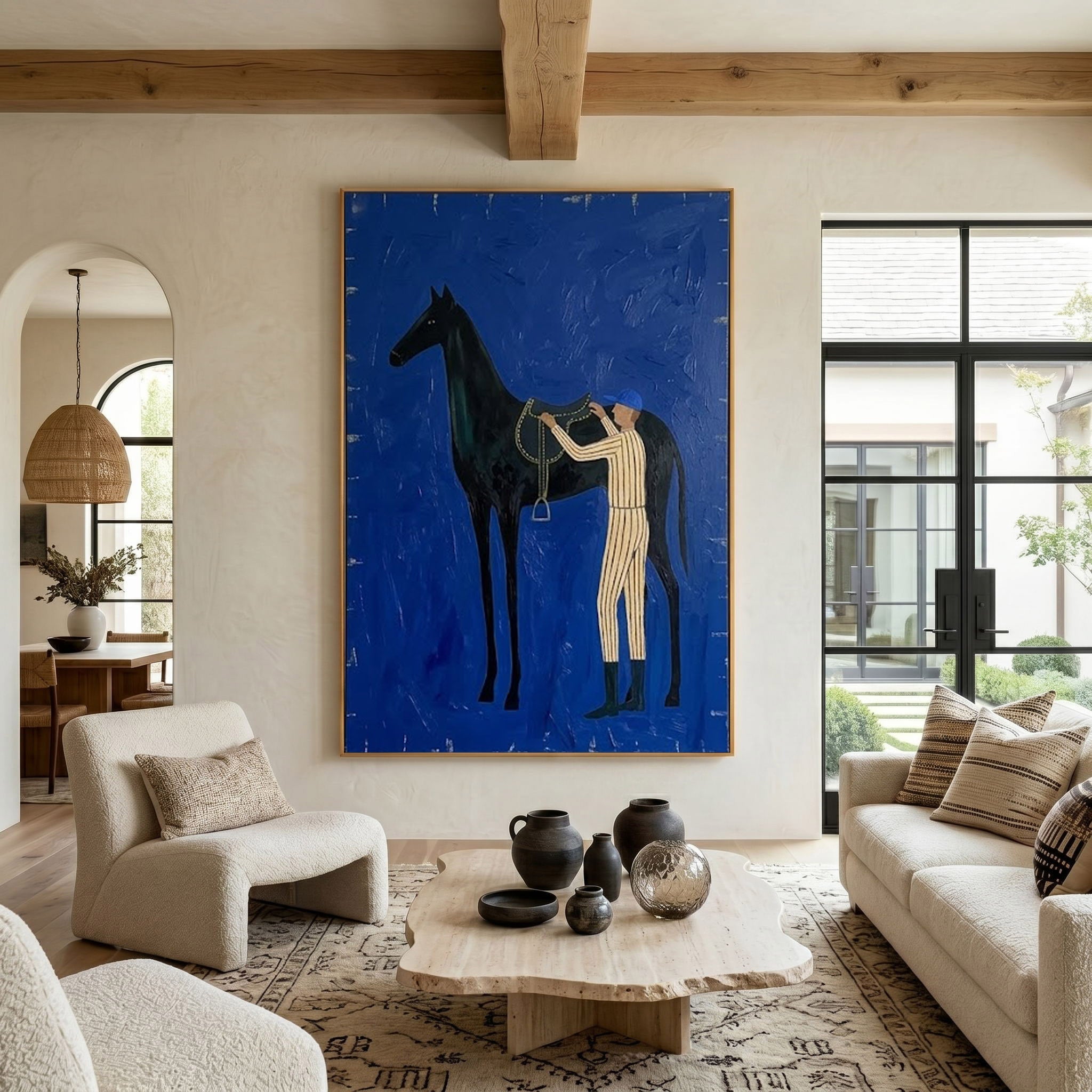 Large Contemporary Cowboy Horse Oil Painting Luxury Wall Art