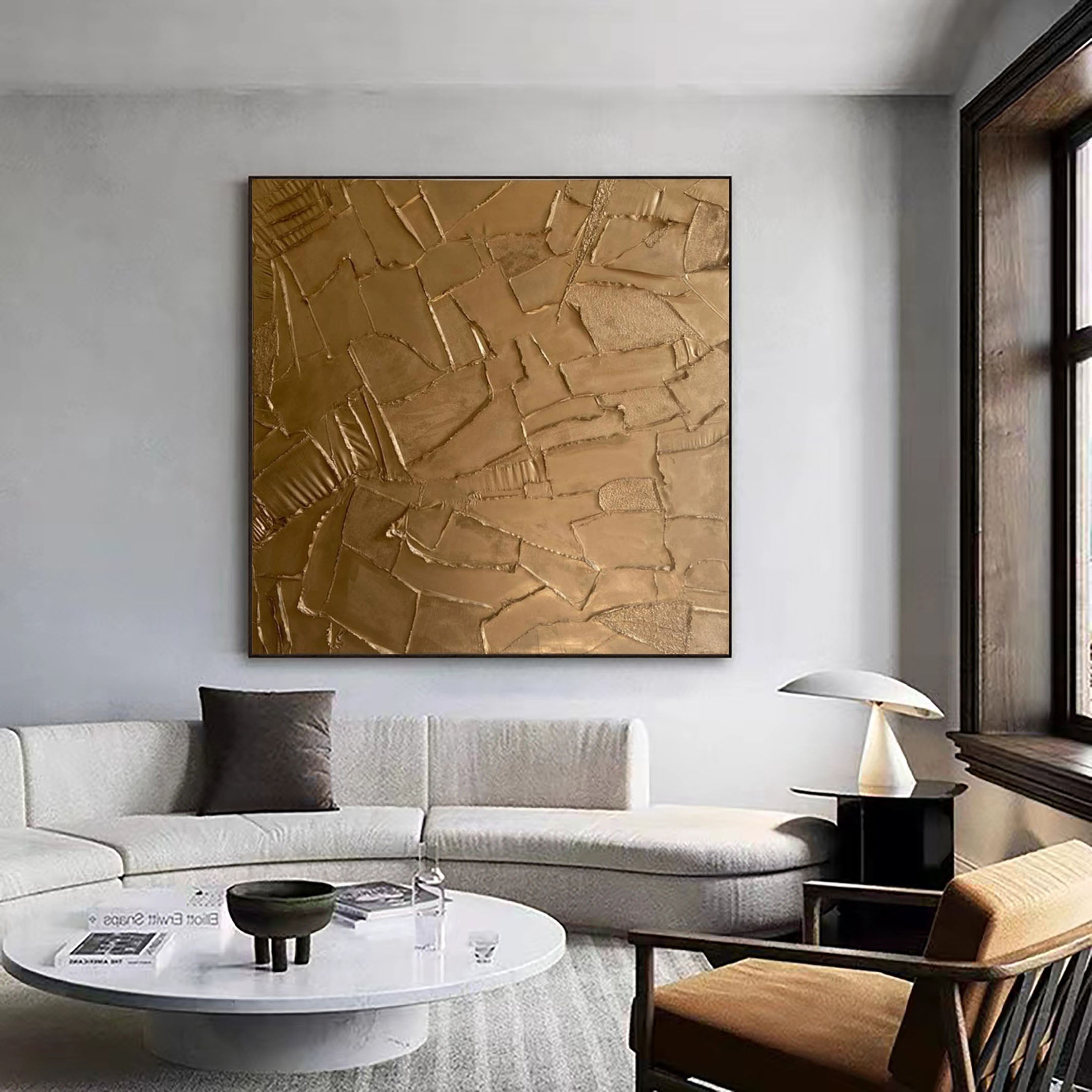 Abstract Gold Elegance Textured Art for Sophisticated Spaces #MM087