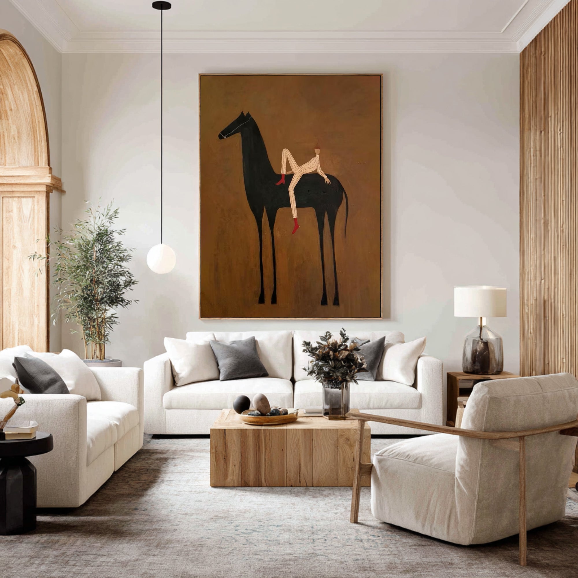 Large Abstract Horse Canvas Art for Modern Wall Decor
