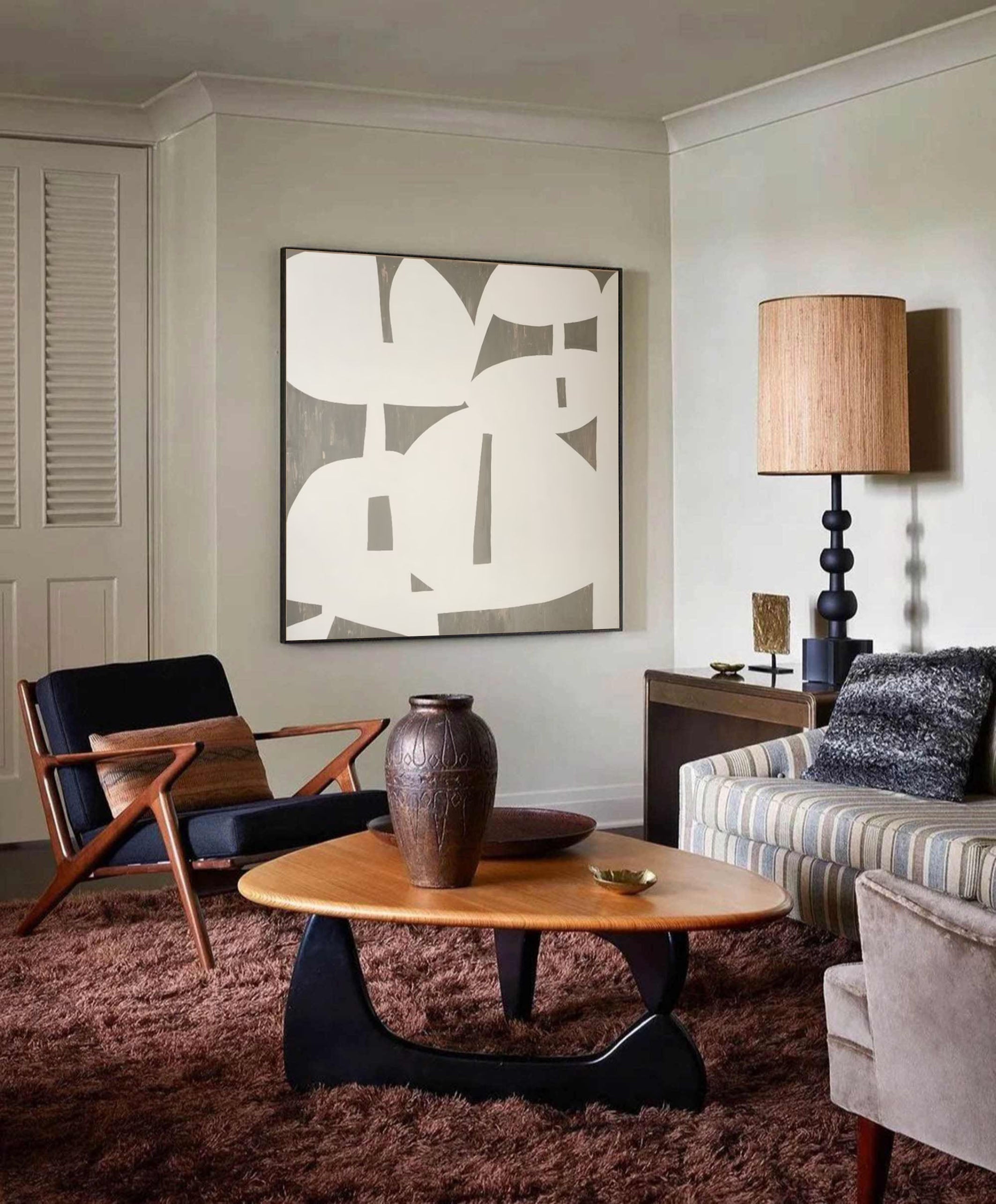 Bold Abstract Wall Art with Neutral Color Blocking #AB073