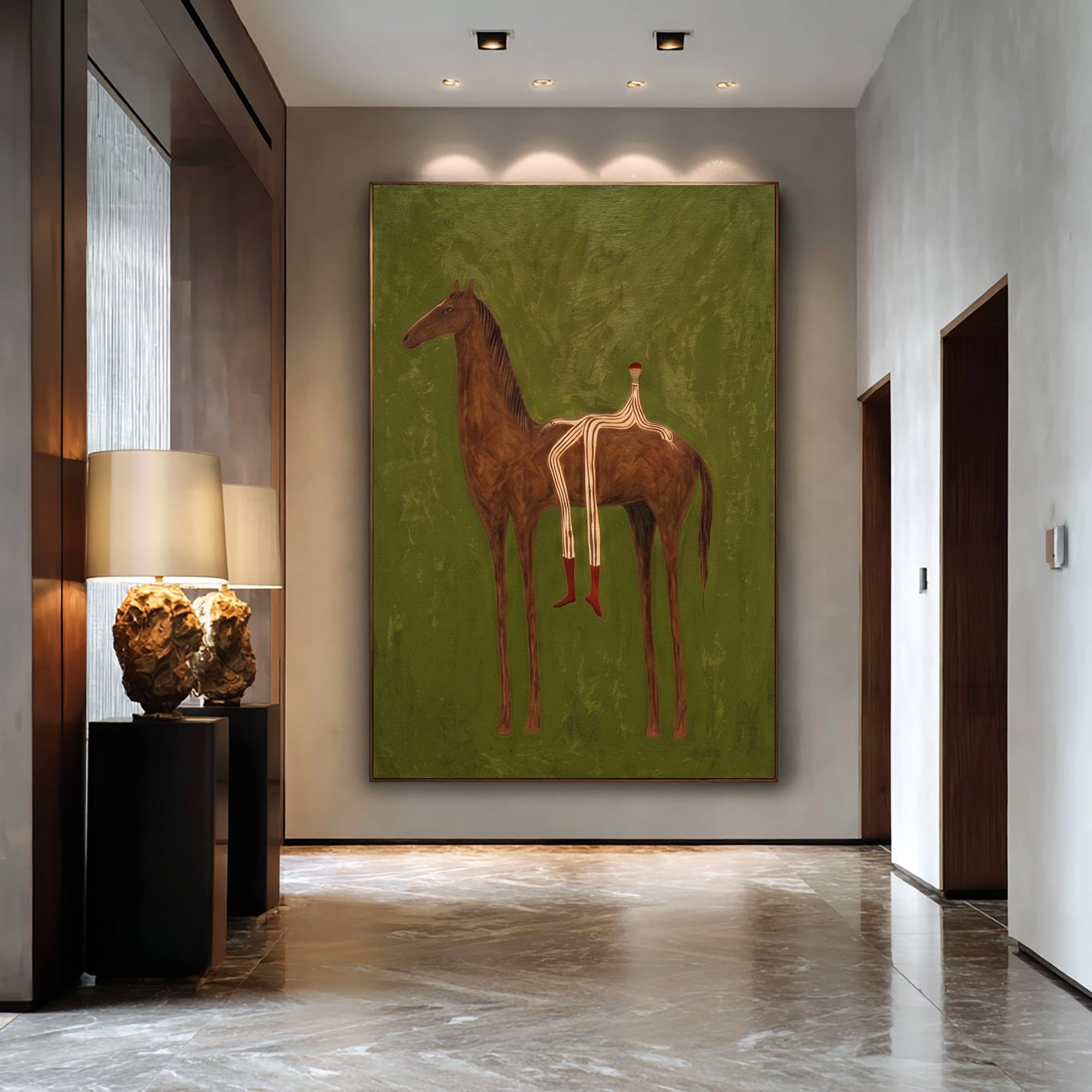 Large Cowboy Wall Art Contemporary Horse Painting Western Artwork
