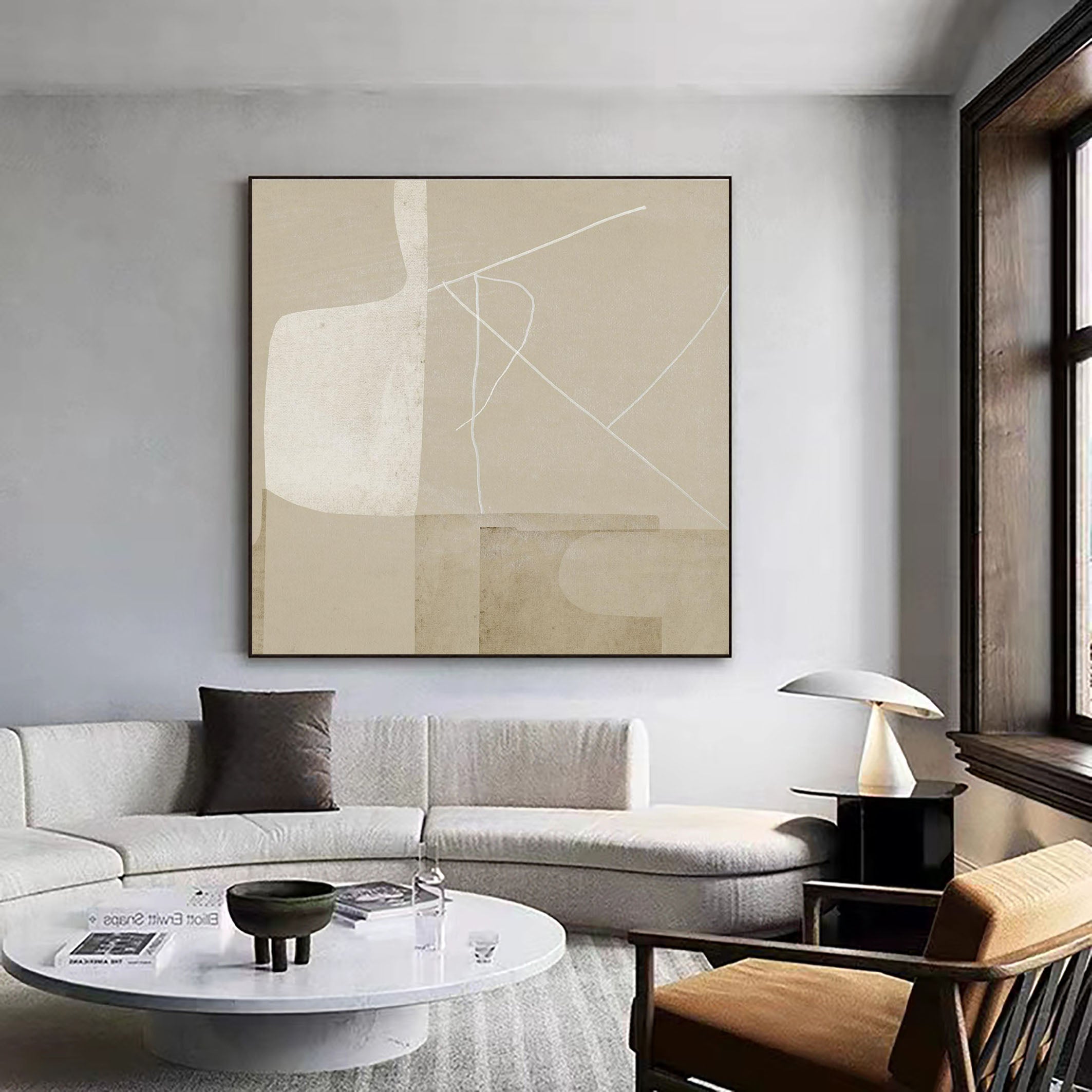 Minimalist Abstract Wall Art Neutral Tone Geometric Canvas #MC023