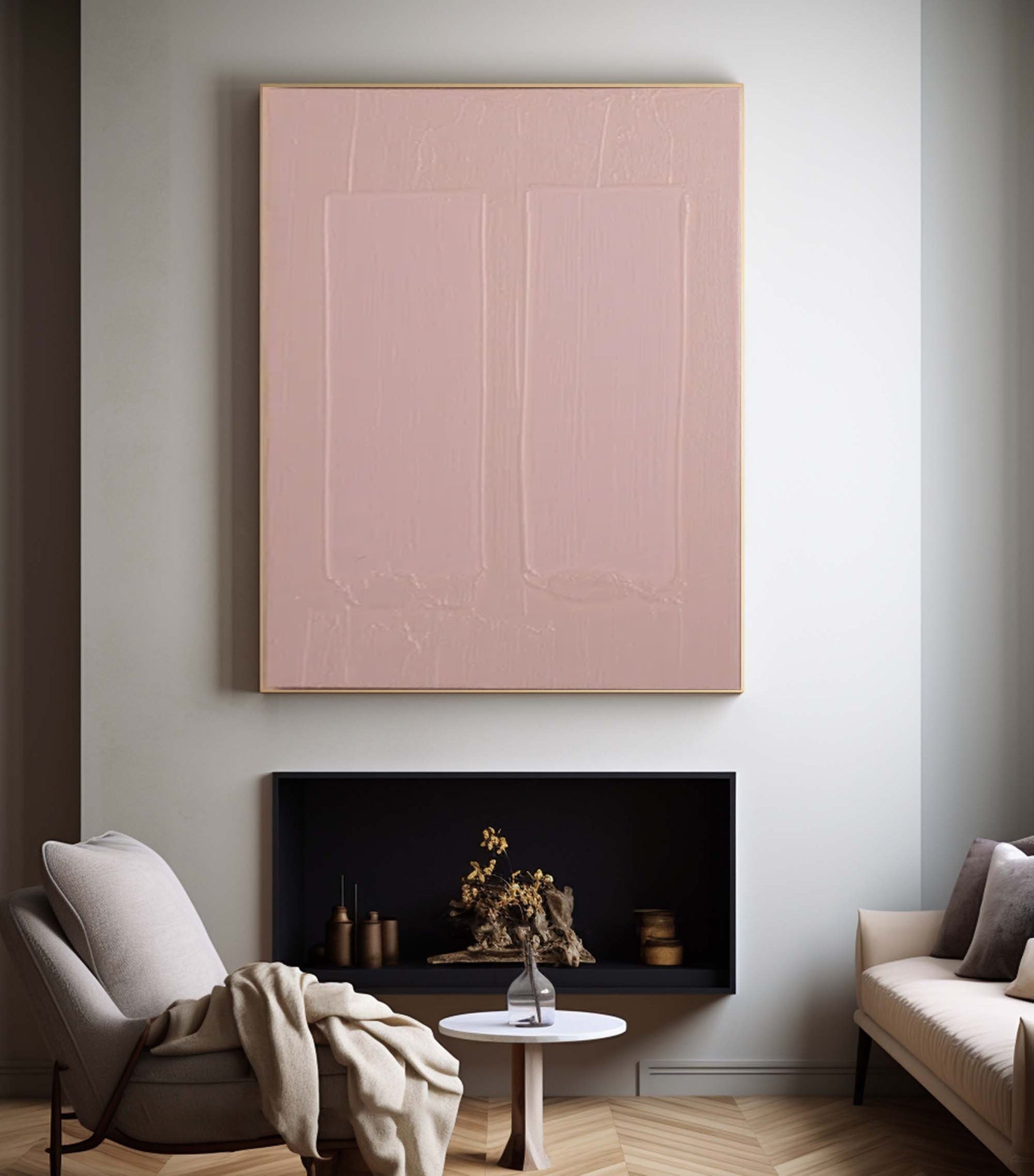 Minimalist Pink Wall Art Soft Tones Abstract Canvas  #AB020