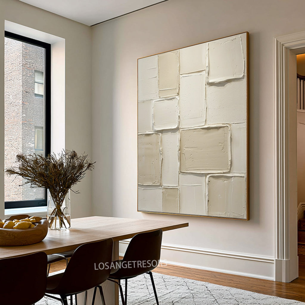 Large Organic Modern Textured Relief Wall Art Ivory Cream Abstract Painting Neutral Contemporary Home Decor