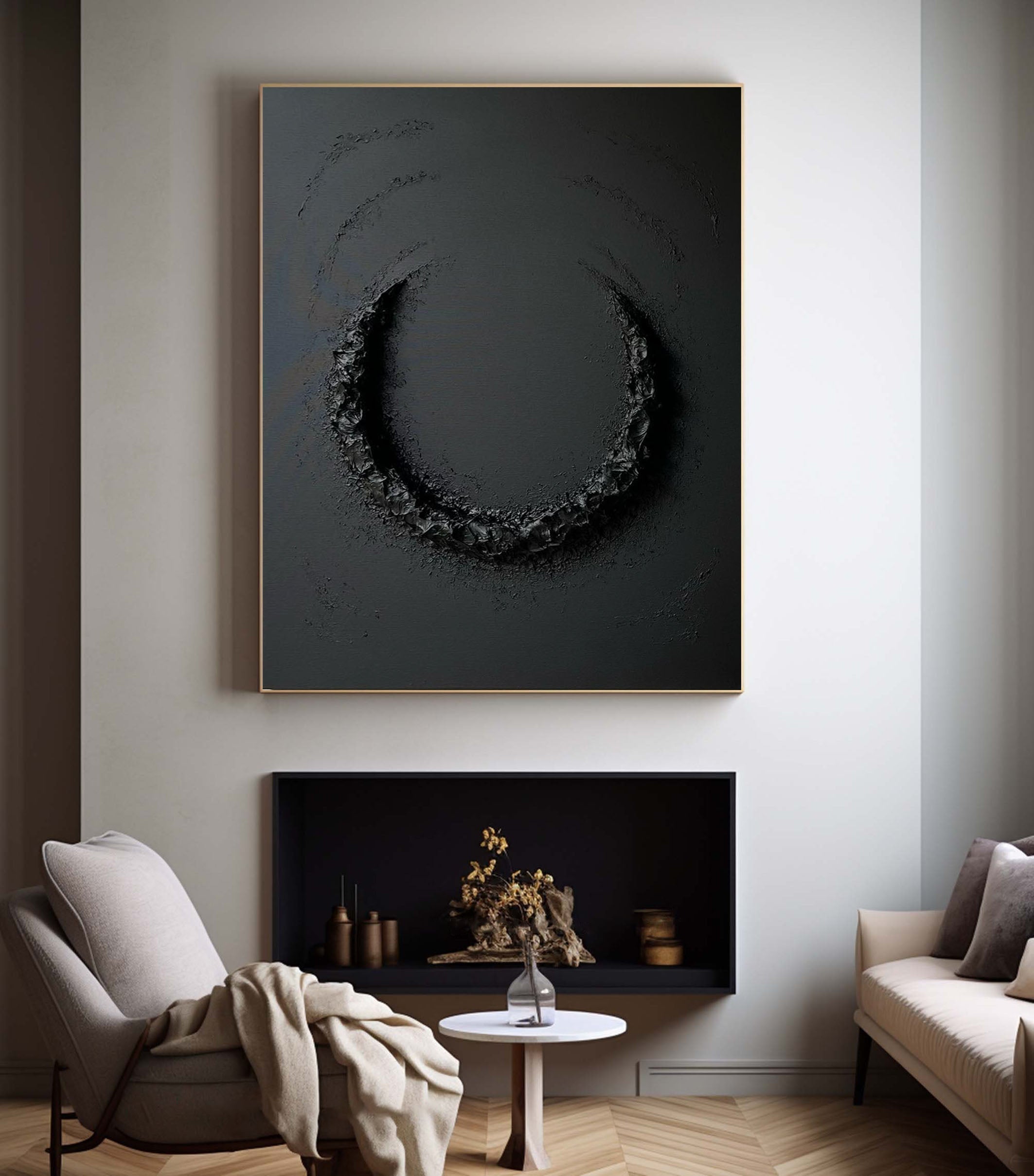 Black Textured Wall Art for Minimalist Decor #MM096