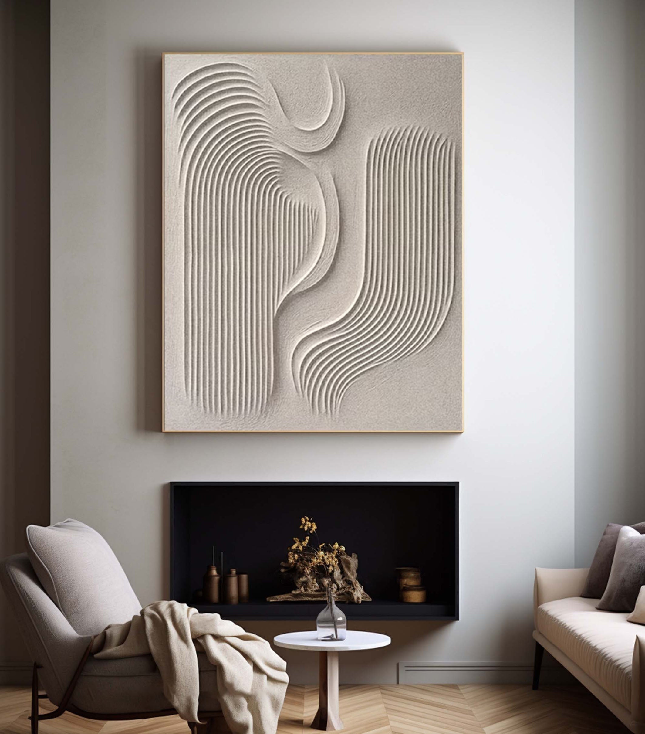 Zen Curves Neutral Tone Textured Wabi Sabi Artwork #MM107