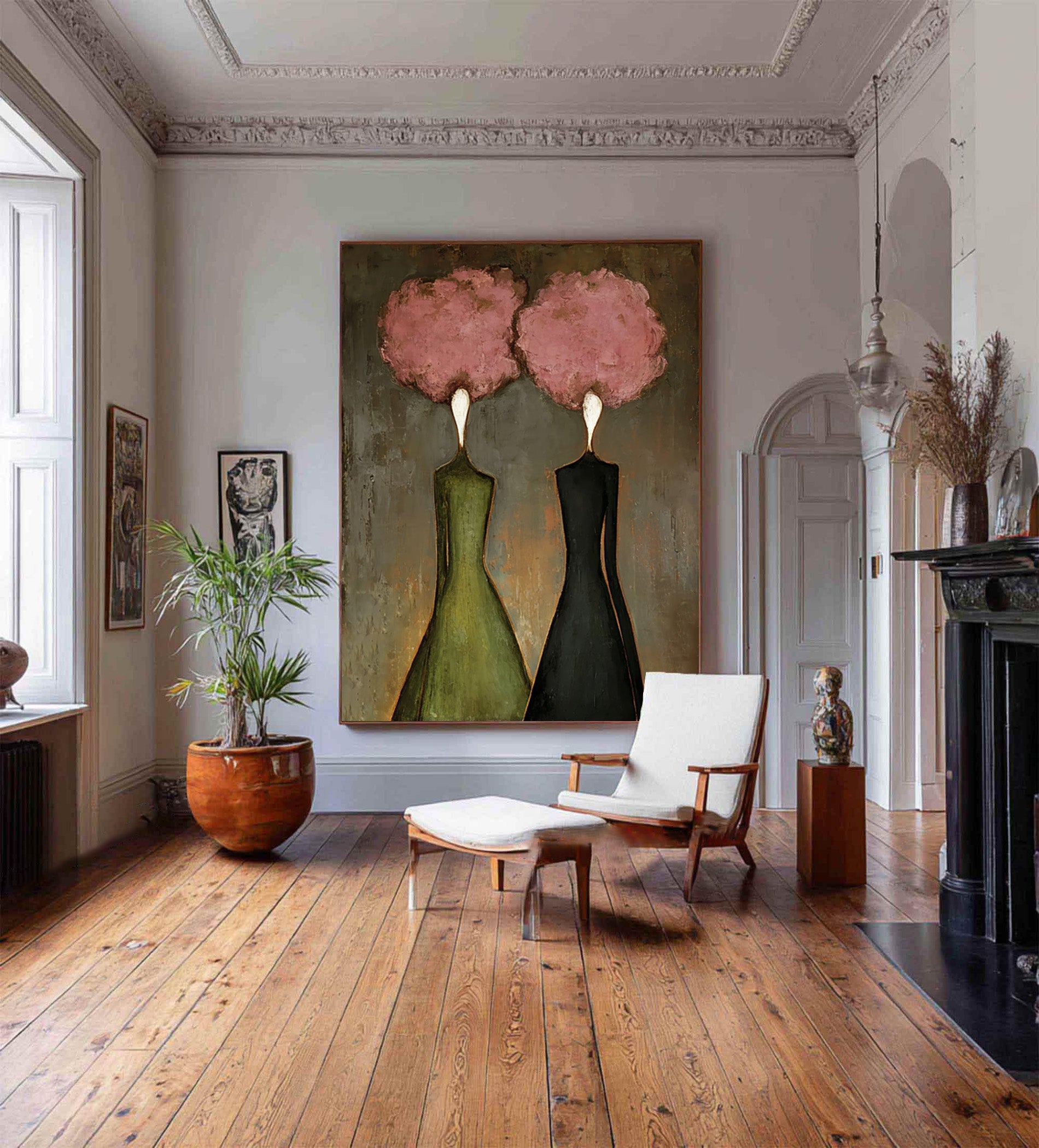 Abstract Women Oil Painting - Soft Contrast Wall Art | KelorArt