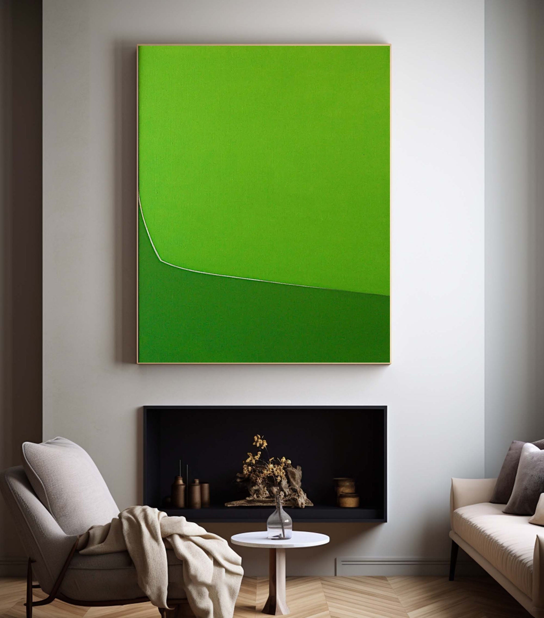 Vibrant Green Abstract Wall Art Bold Minimalist Canvas  #AB018