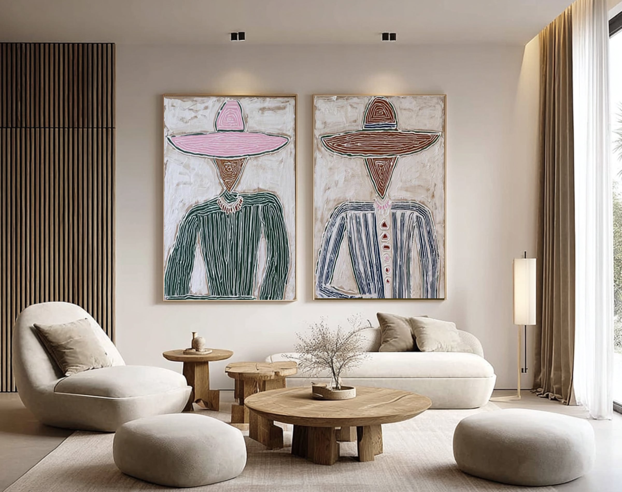 Contemporary Couple Canvas Art Oversized Minimalist Portrait Painting