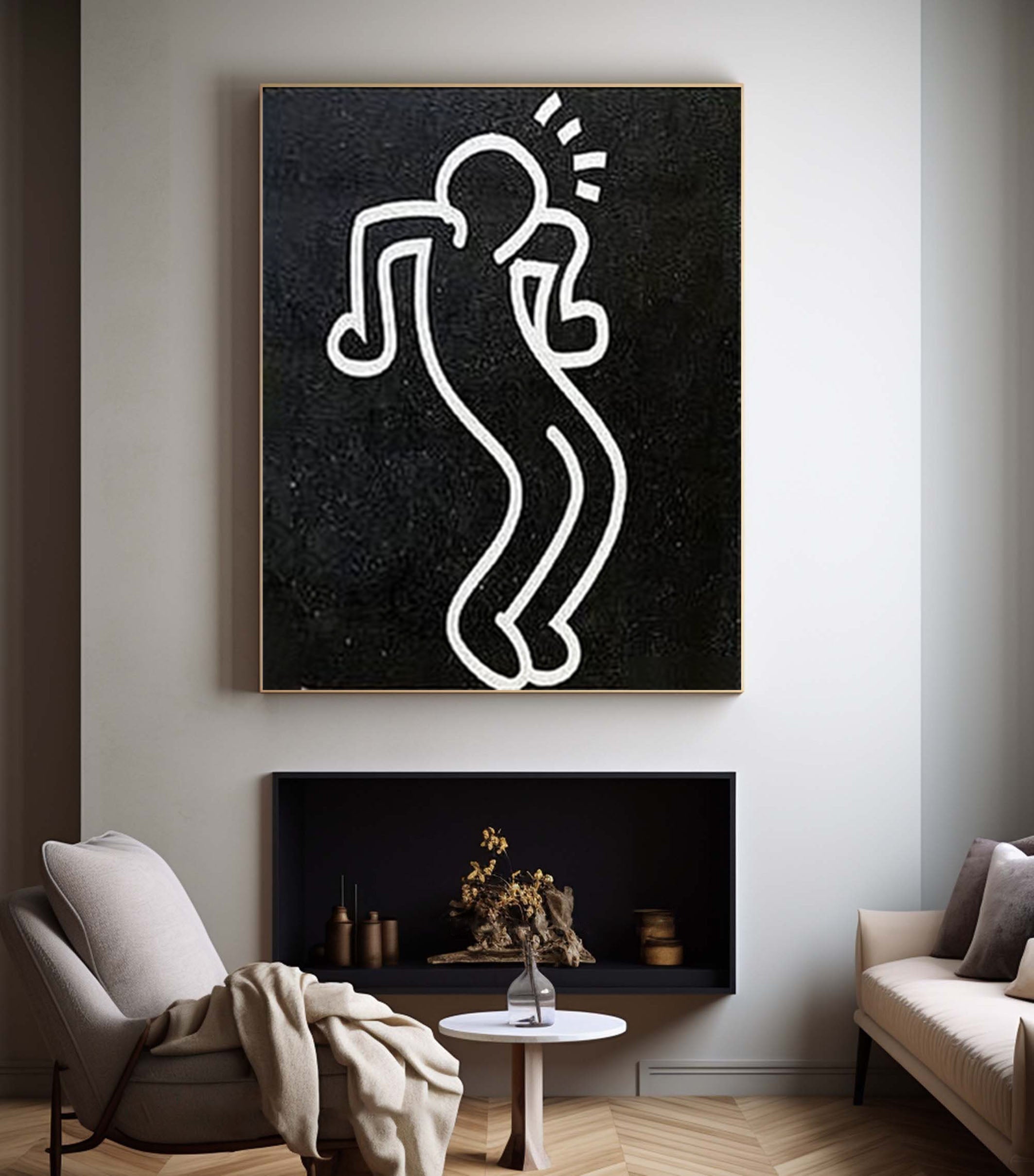 Black and White Abstract People Wall Art Minimalist Human Figure #HF014