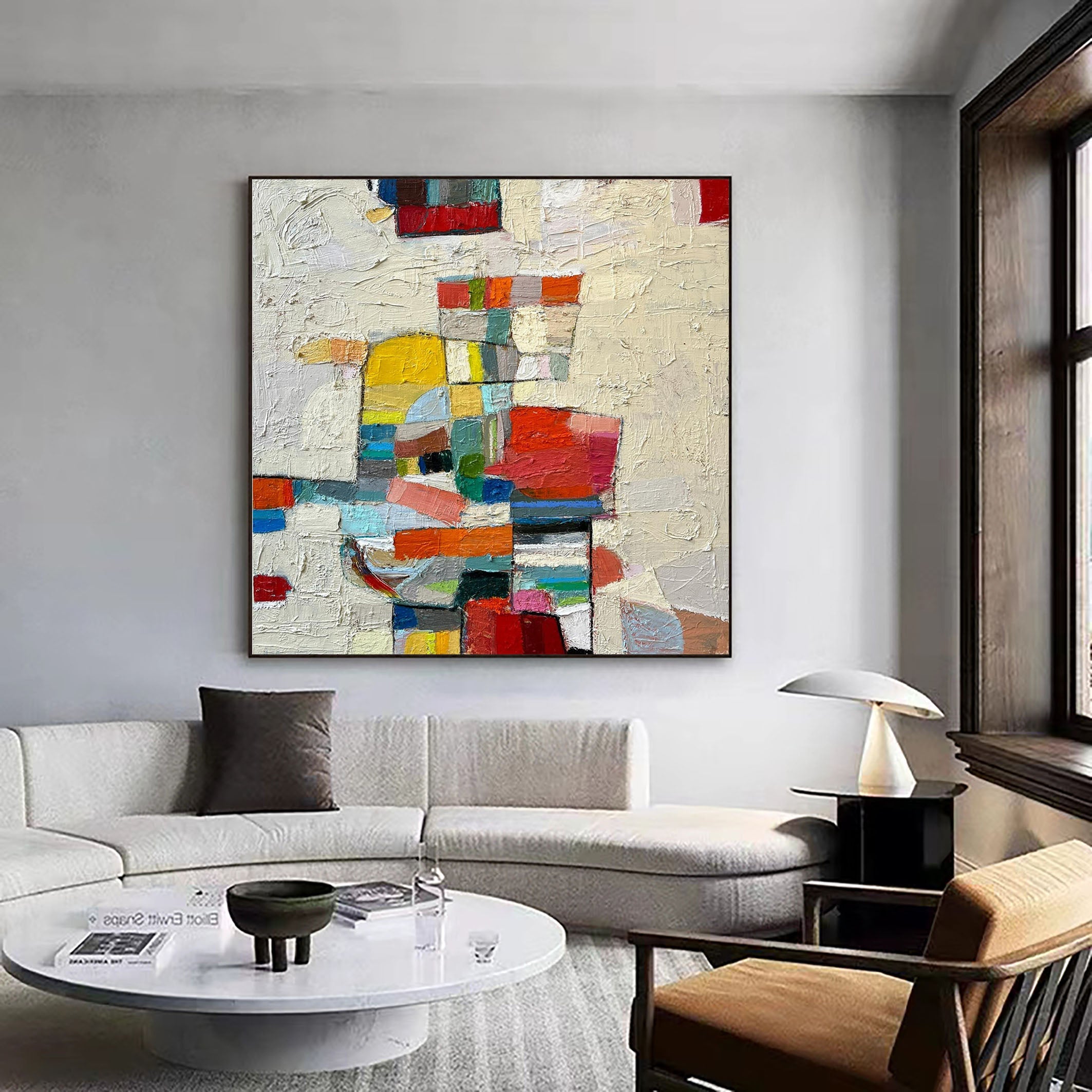 Vivid Mid Century Abstract Painting for Living Room #MC013