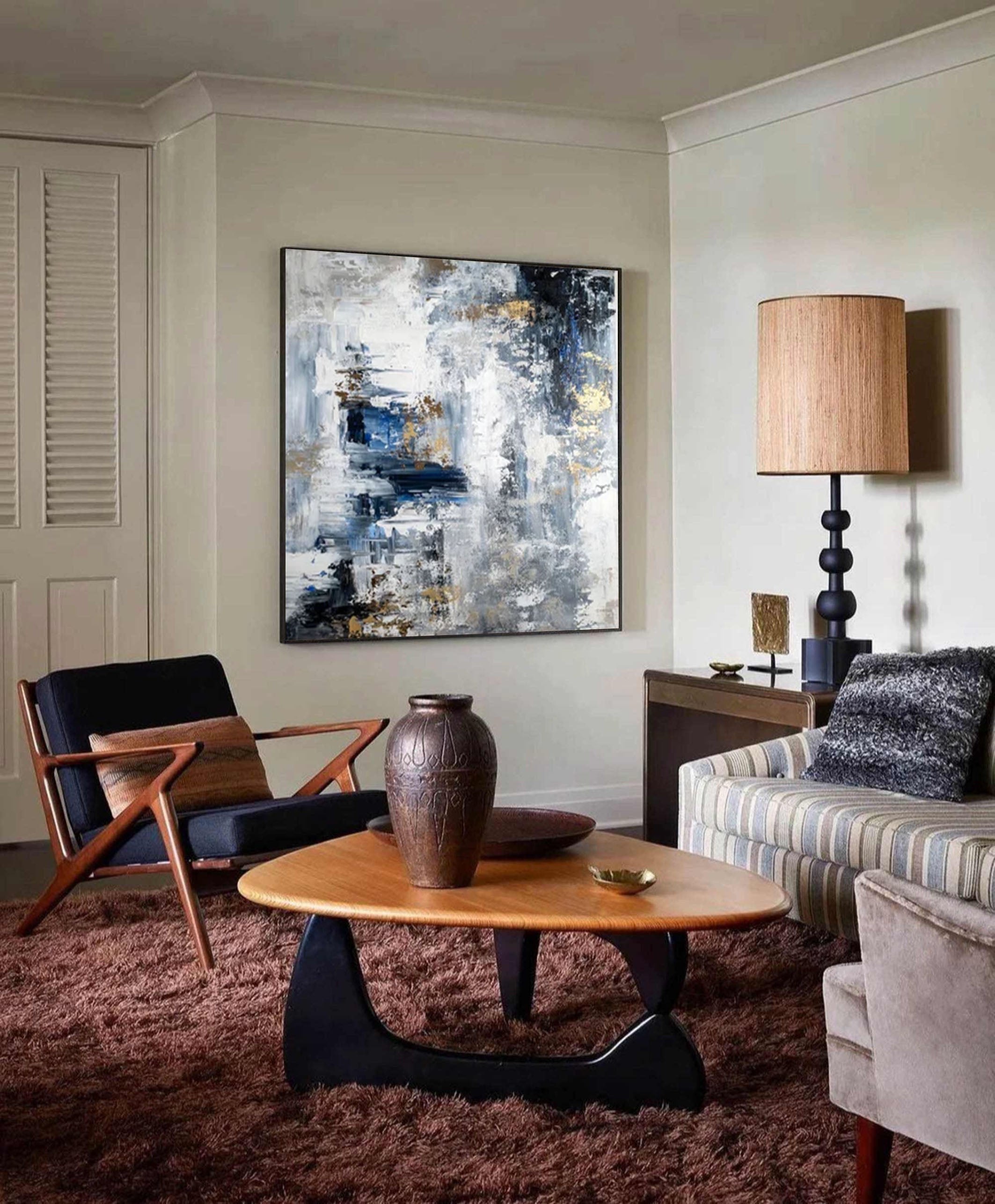 Contemporary Abstract Wall Art with Gold Accents #AB067