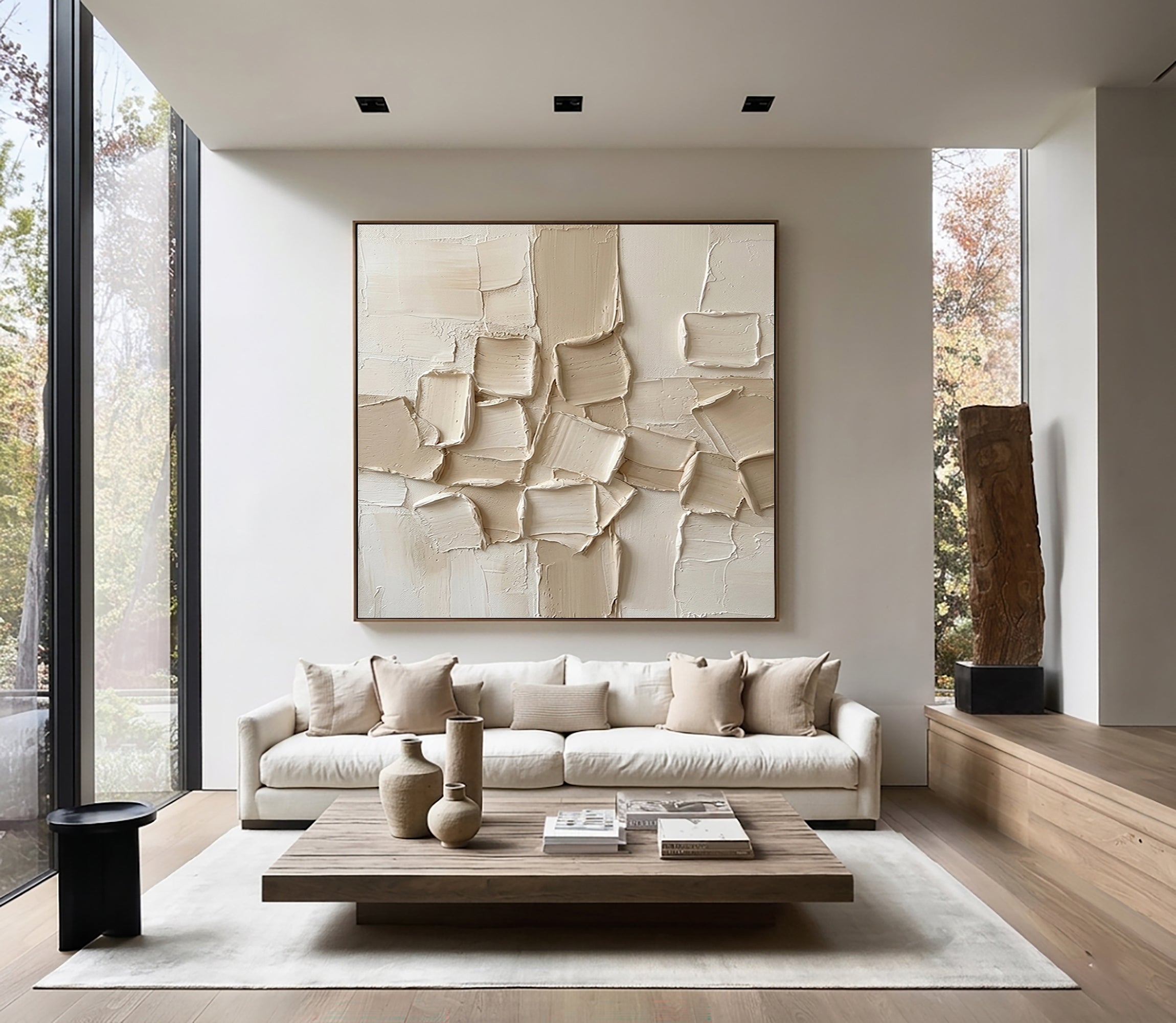 Large Contemporary Textured Abstract Canvas Painting Neutral Wall Art