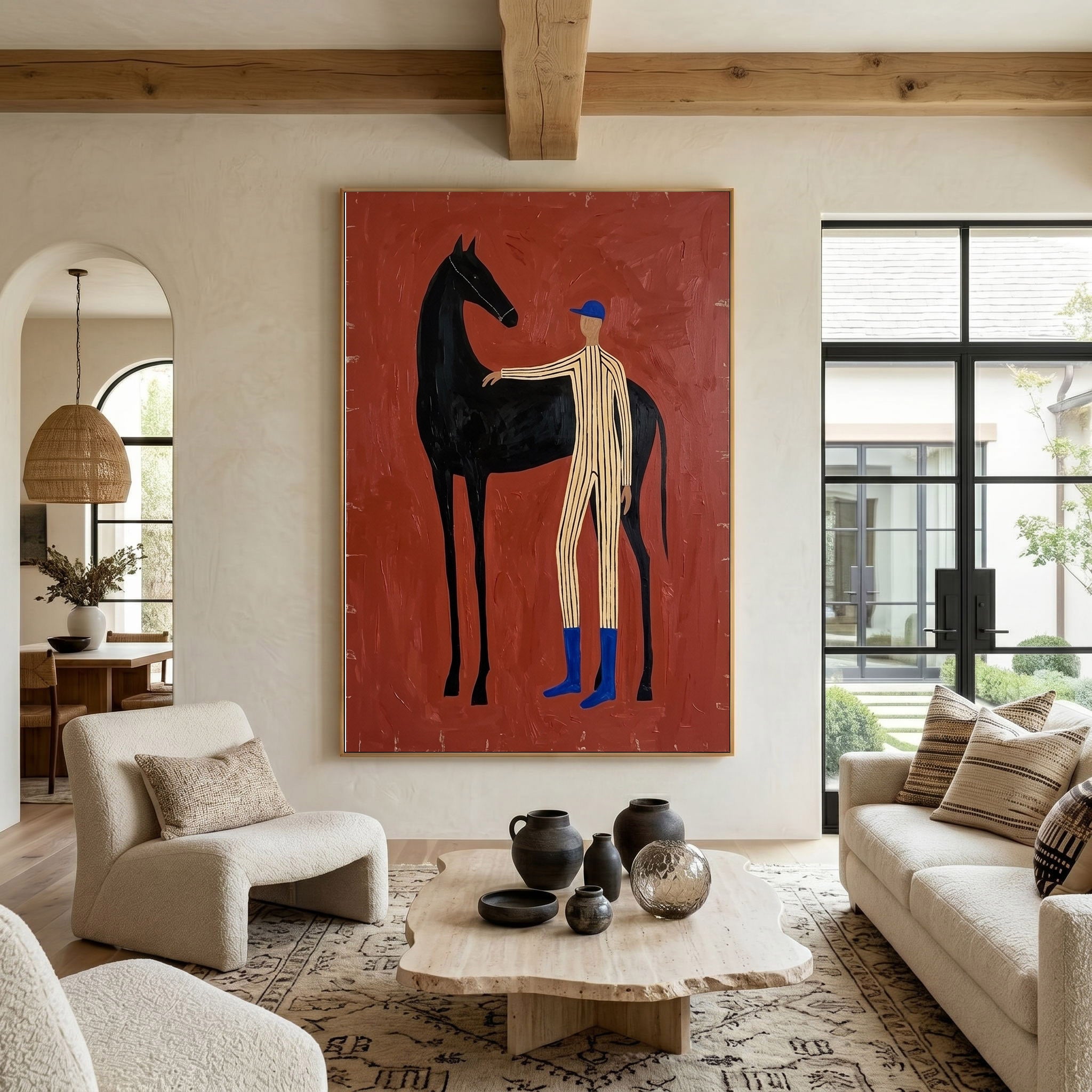 Large Cowboy Wall Art Modern Horse Oil Painting Southwestern Contemporary Artwork