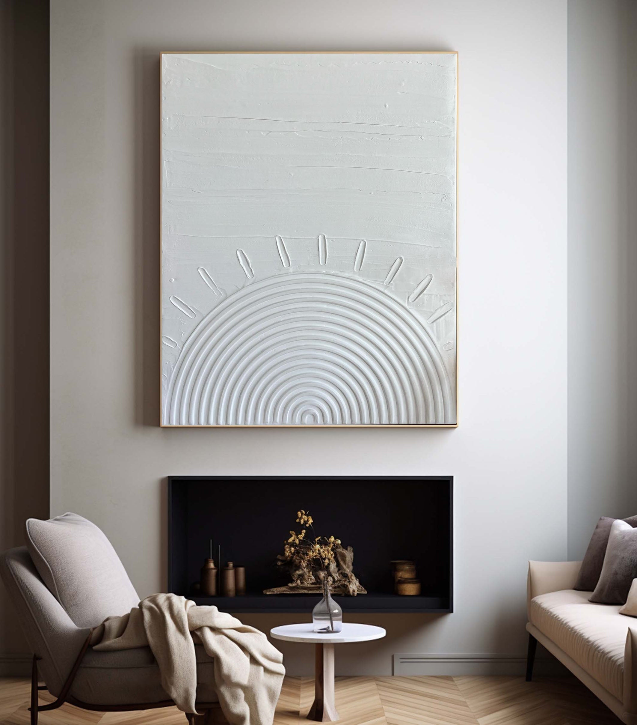 Pure Zen Textured White Circular Art For Wall #MM097