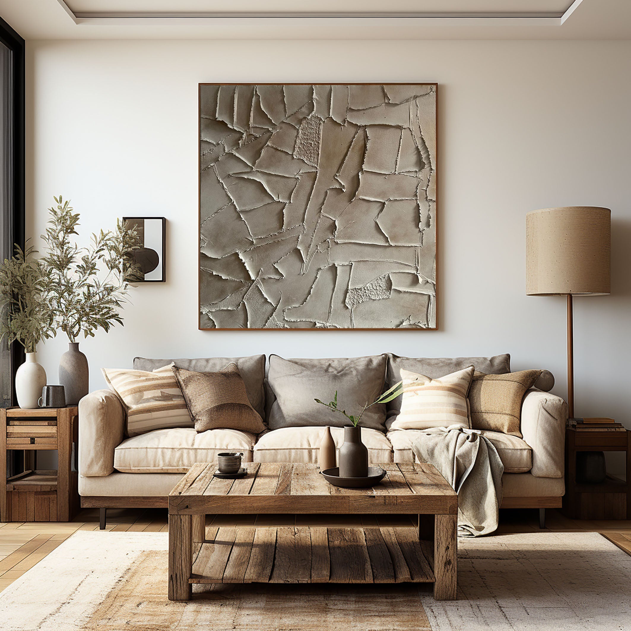 Earthen Textures Neutral Tone Abstract Art For Home Decor #MM088