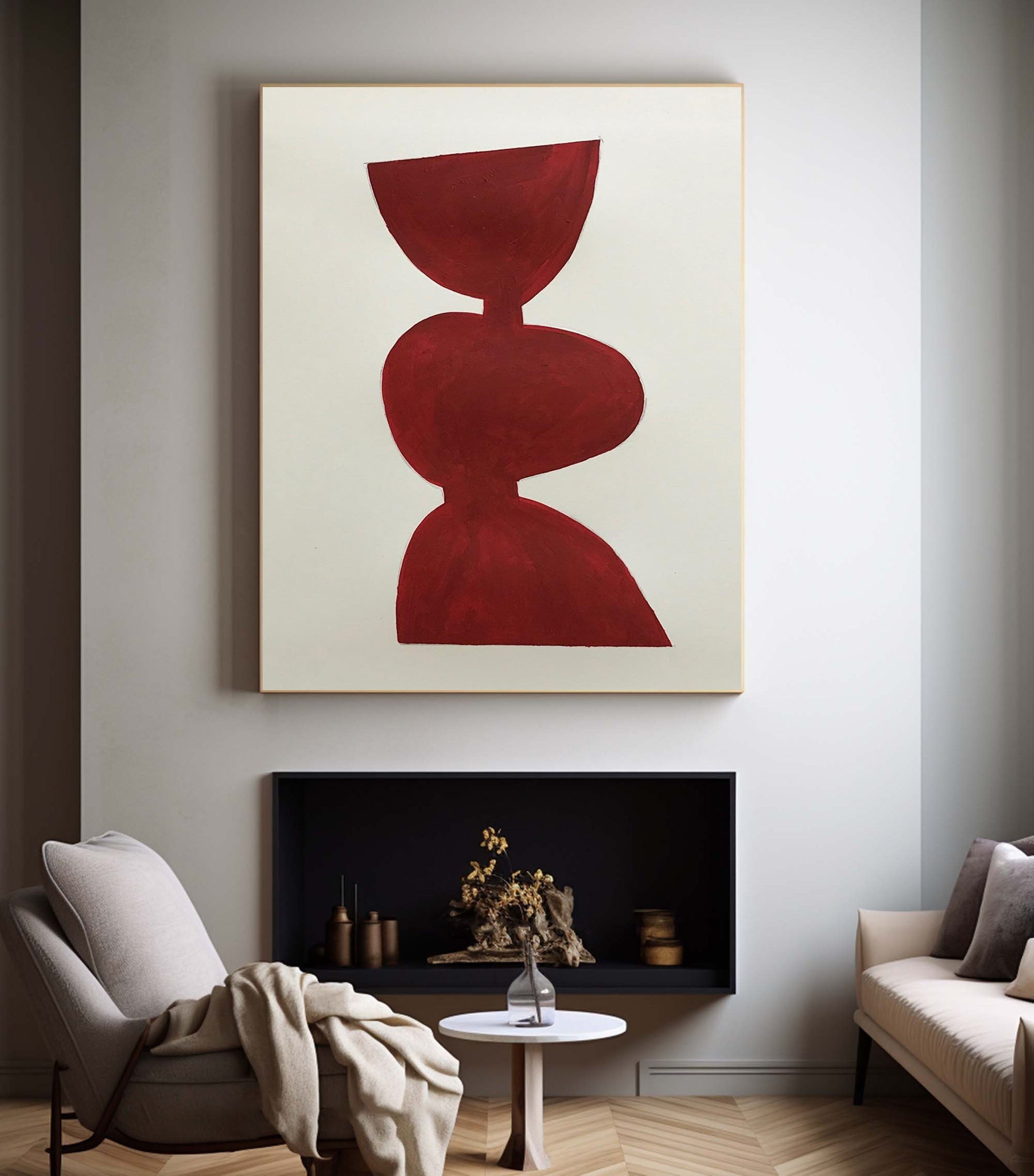 Elegant Burgundy Artwork Minimalist Design For Room Decor #MM071