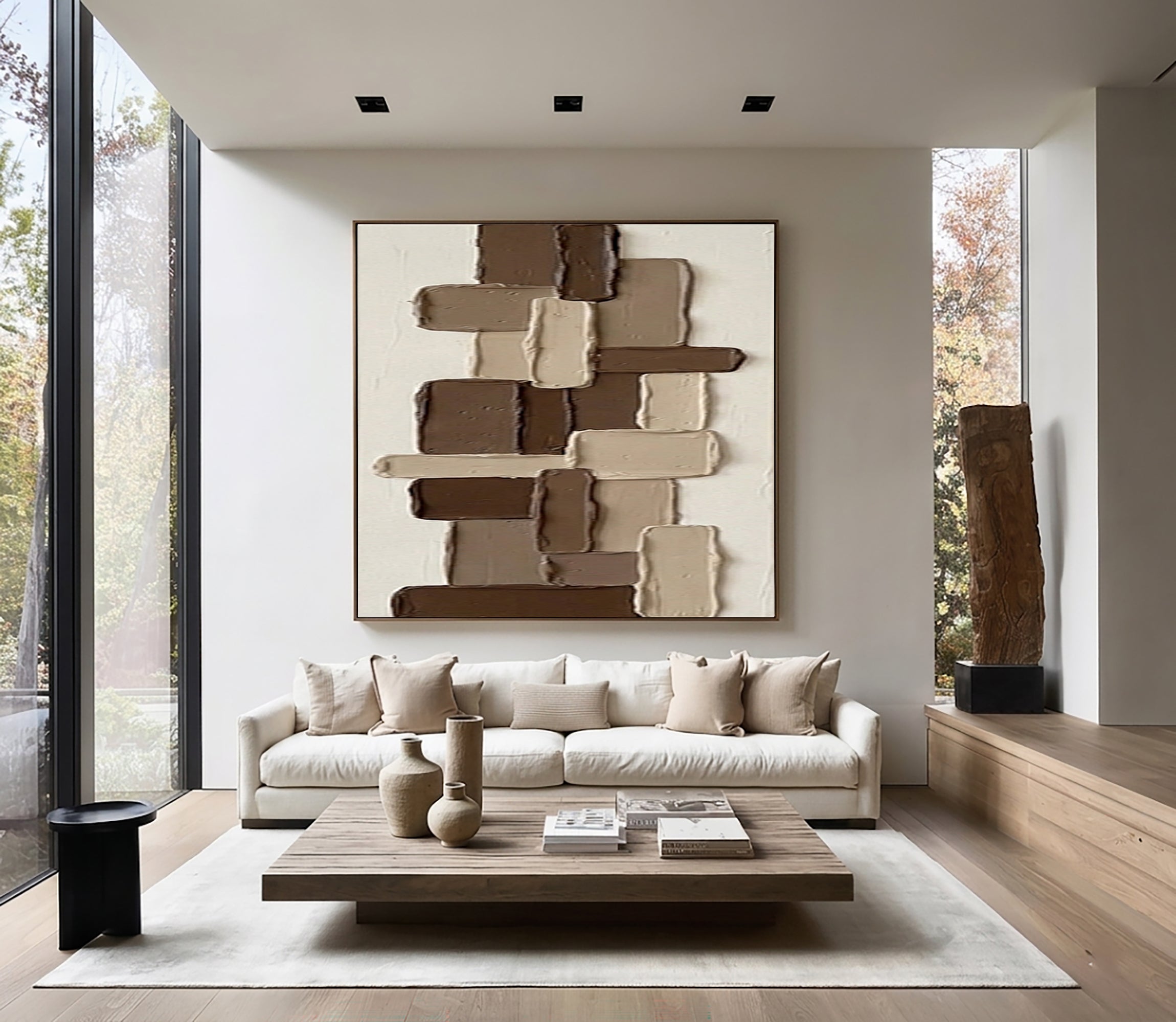 Large Earth Tone Textured Wall Art Hand Painted Abstract Canvas