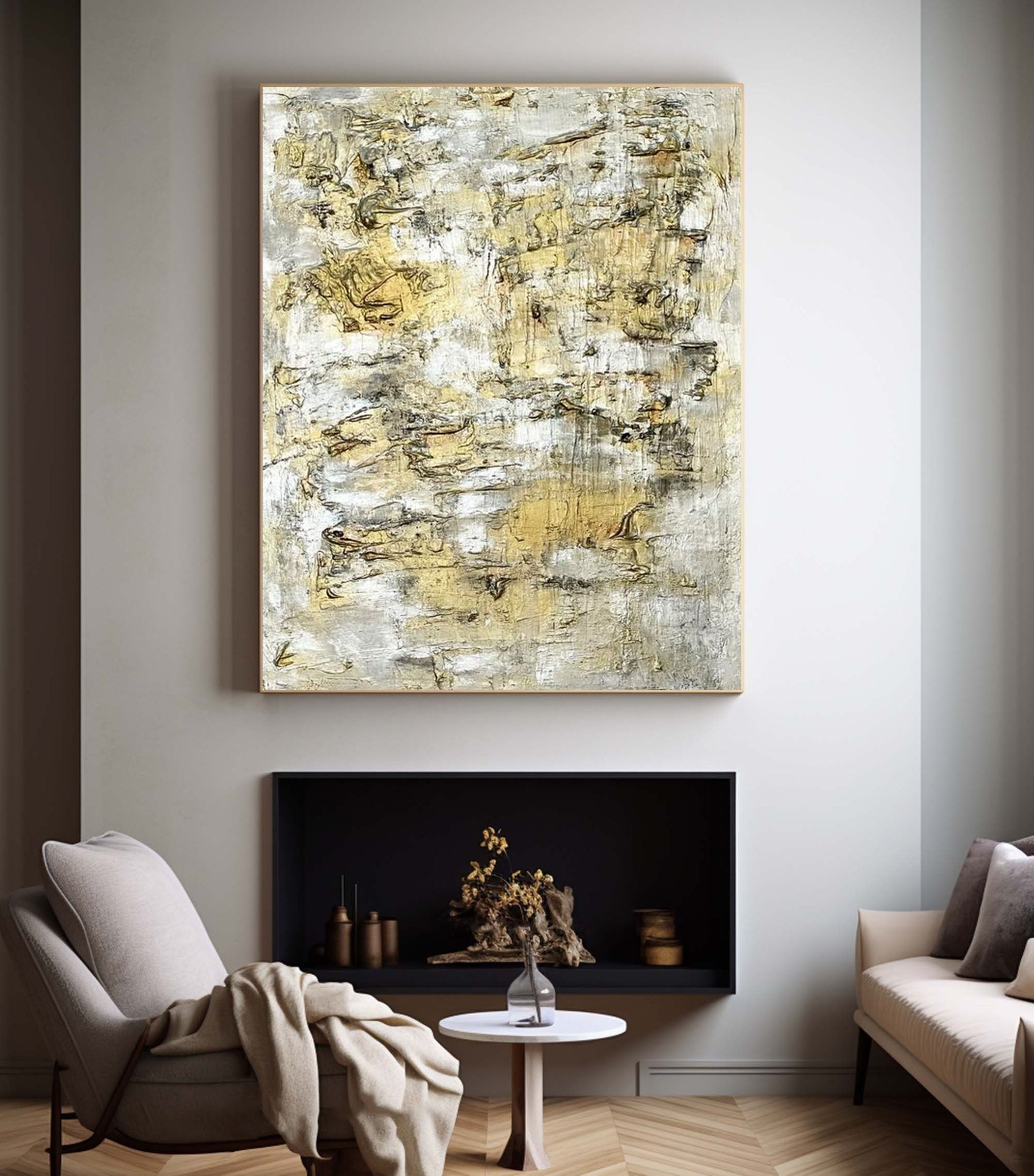 Modern Wall Art with Gold Accents Elegant Interior Design #AB026