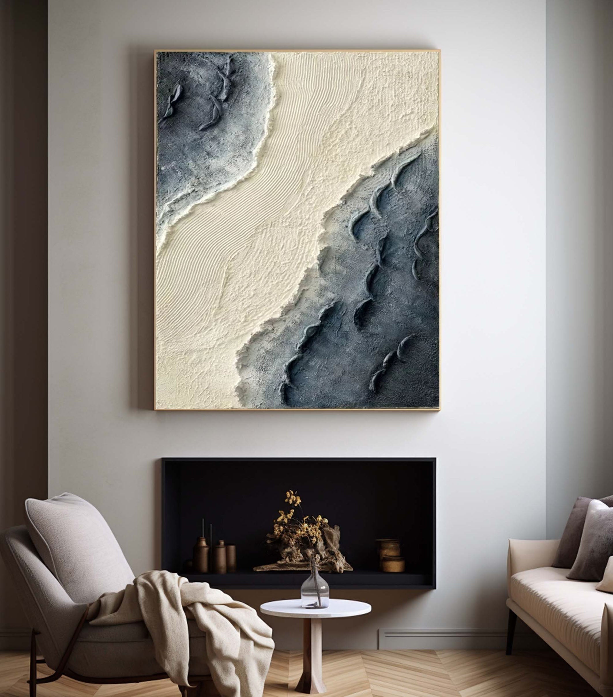 Textured Coastal Dunes Art Modern Ocean Painting #OP002