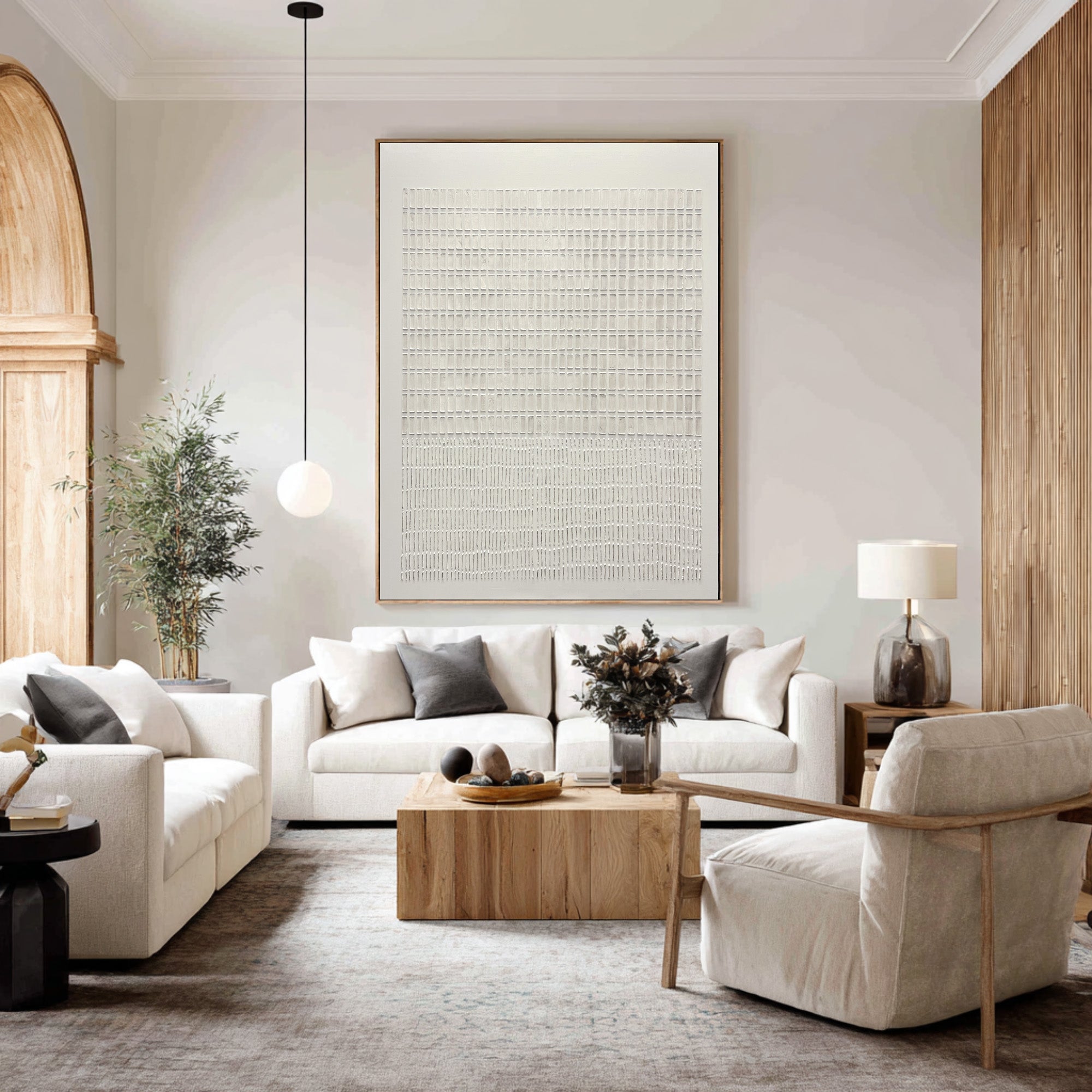 Abstract White Textured Oil Painting - Modern Canvas Wall Art | KelorArt