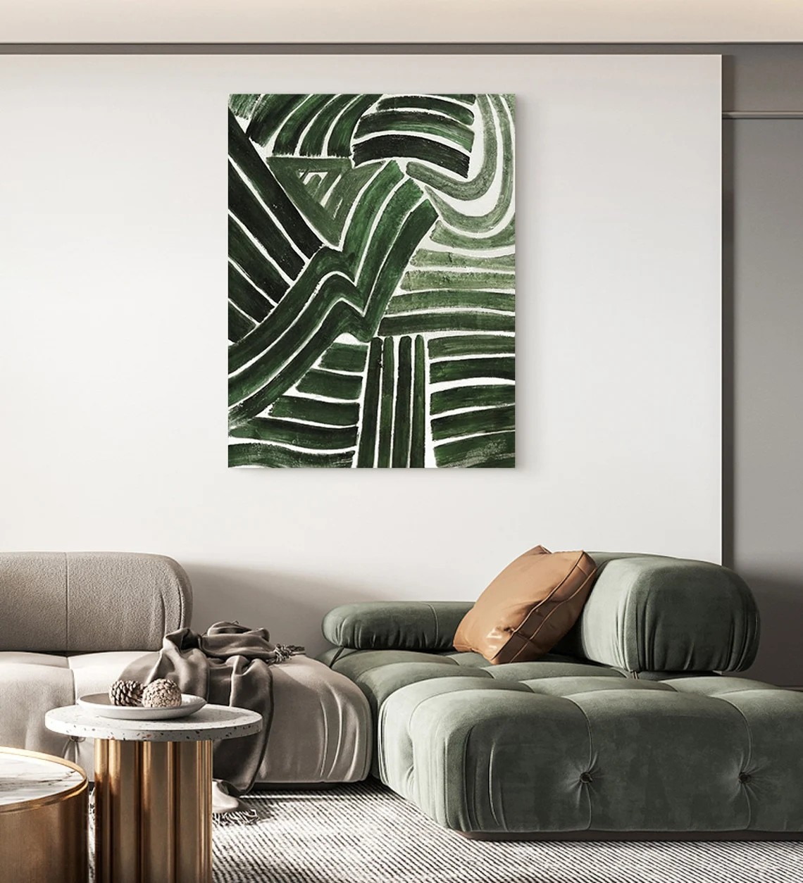 Organic Emerald Green Abstract Contemporary Wall Art #MM206