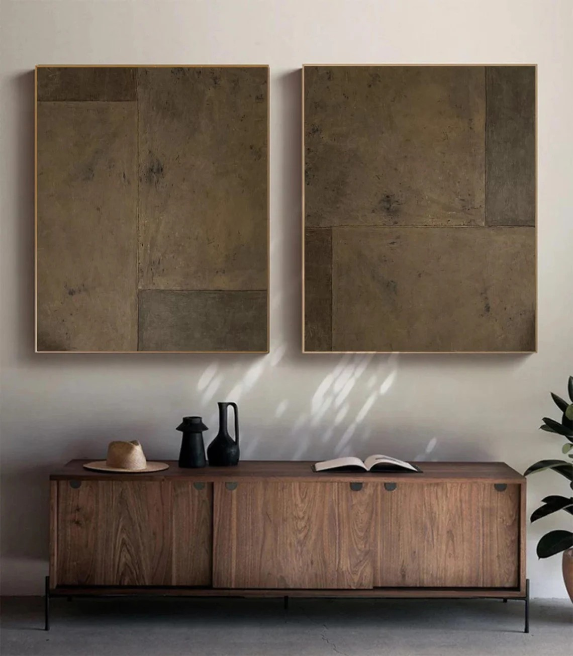 Organic Brown Textured Wabi Sabi Wall Art Diptych #MM256