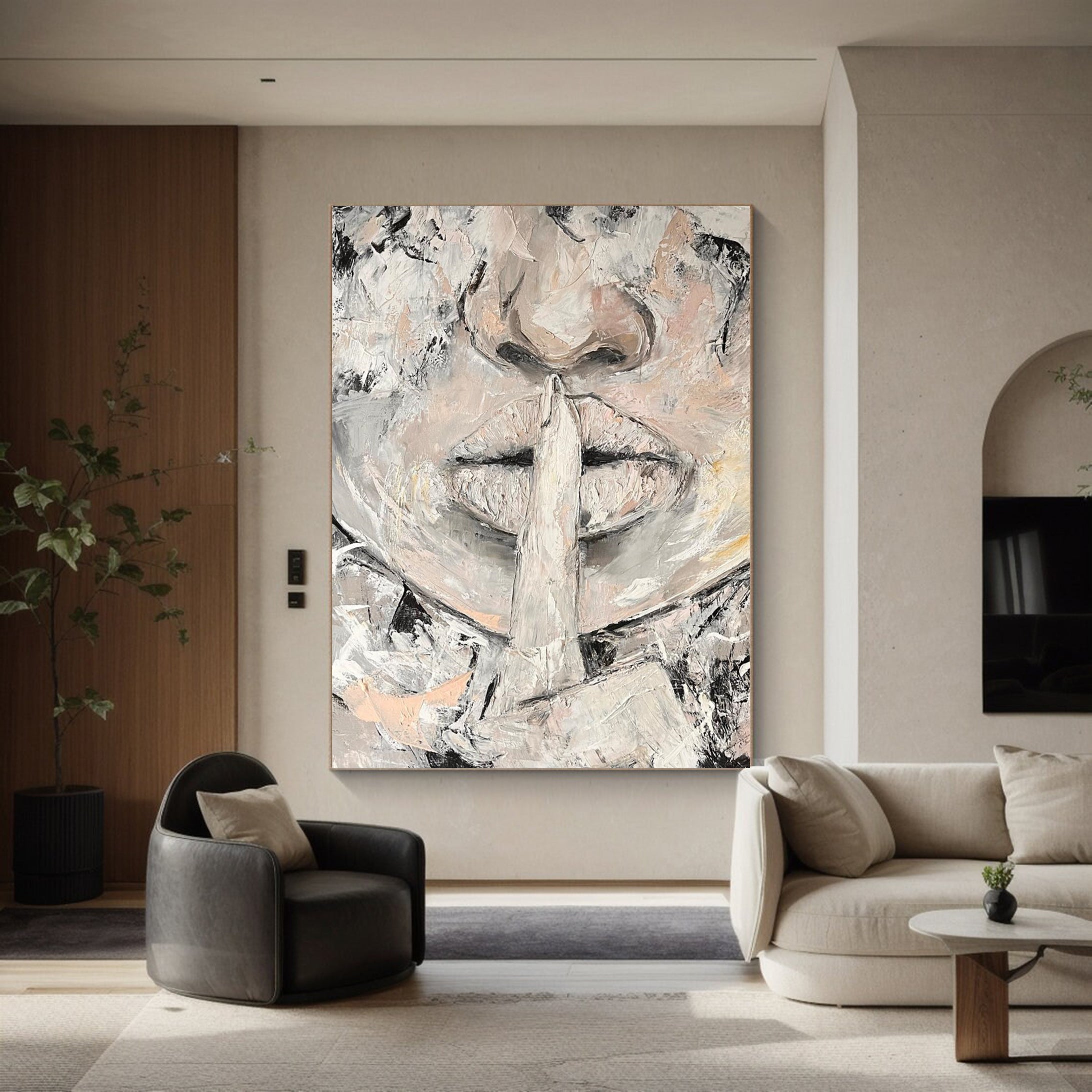 Abstract Face Silence Artwork Modern Minimalist Wall Art #HF005