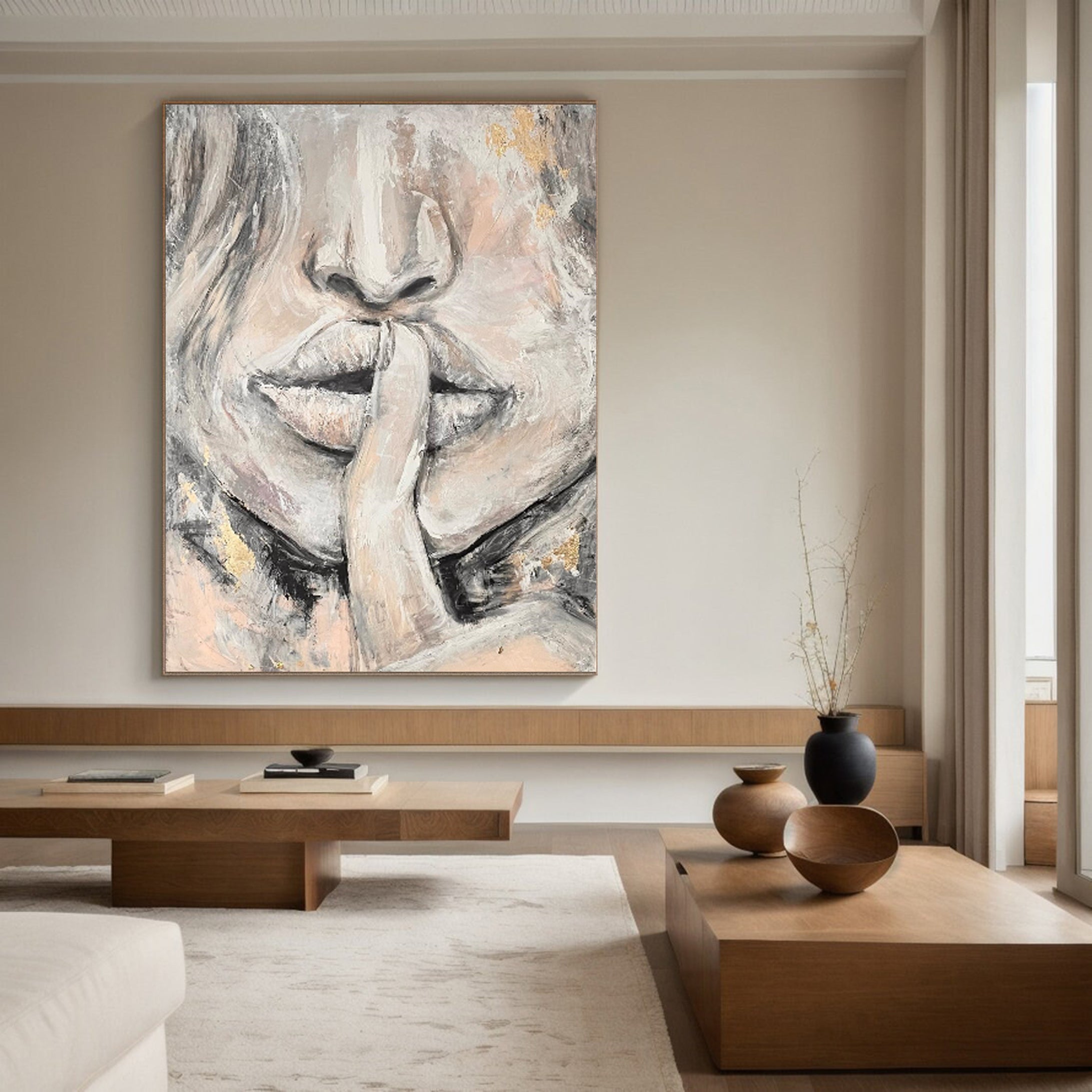 Abstract Face Silence Artwork Modern Minimalist Wall Art #HF003