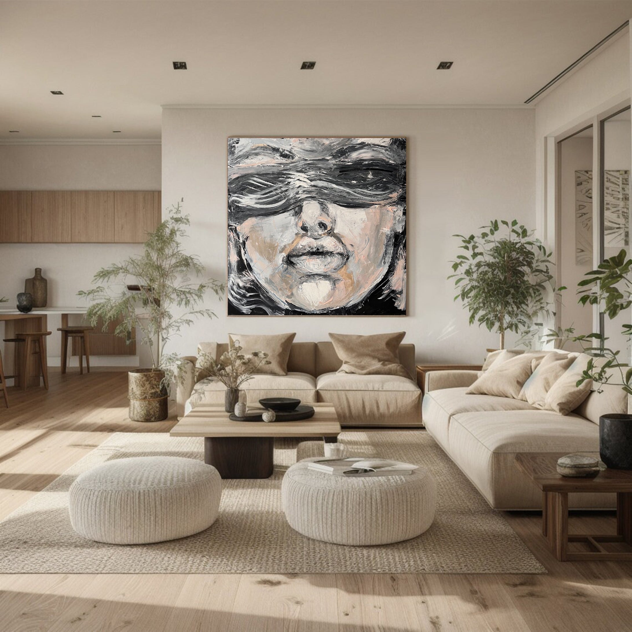 Abstract Human Portrait Contemporary Canvas Art #HF001