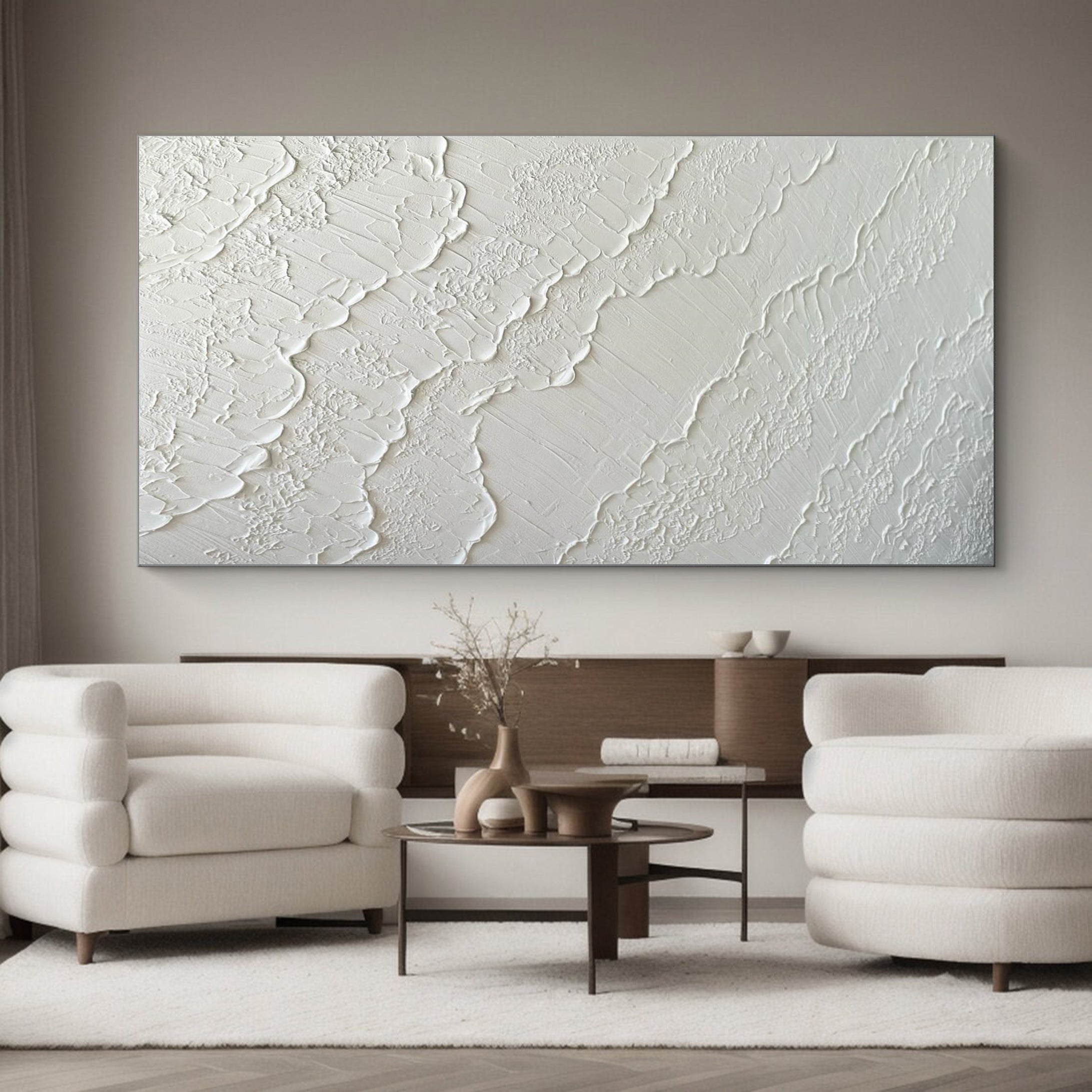 Modern White Texture Artwork Elegant Home Decor #MM039