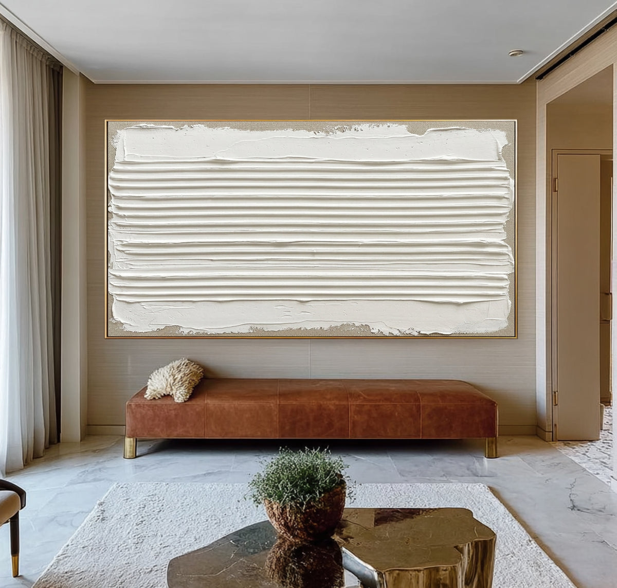 Strata Shaped Over Time Large Horizontal Textured Wall Art Sculptural Relief Contemporary Abstract Painting