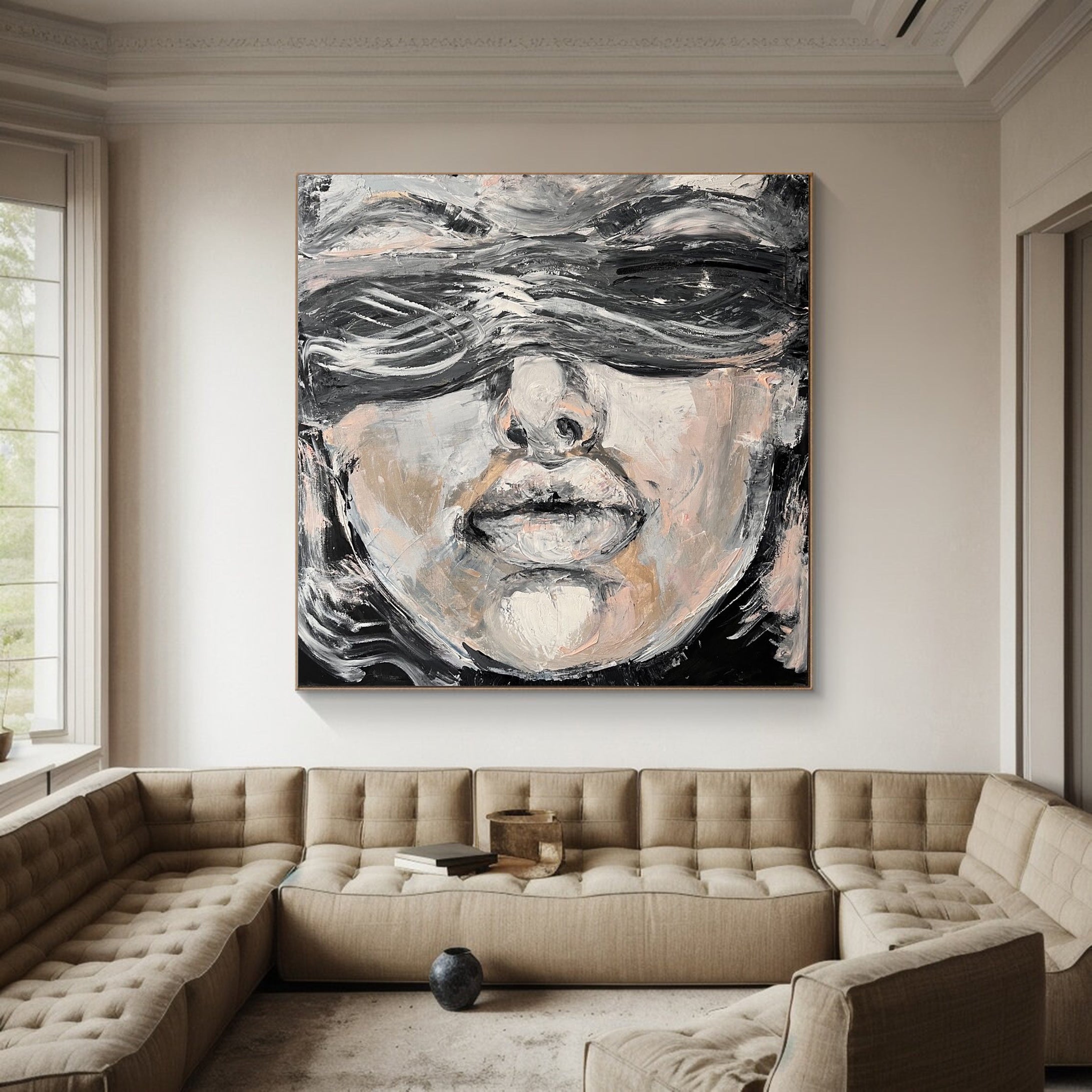 Abstract Human Portrait Contemporary Canvas Art #HF001