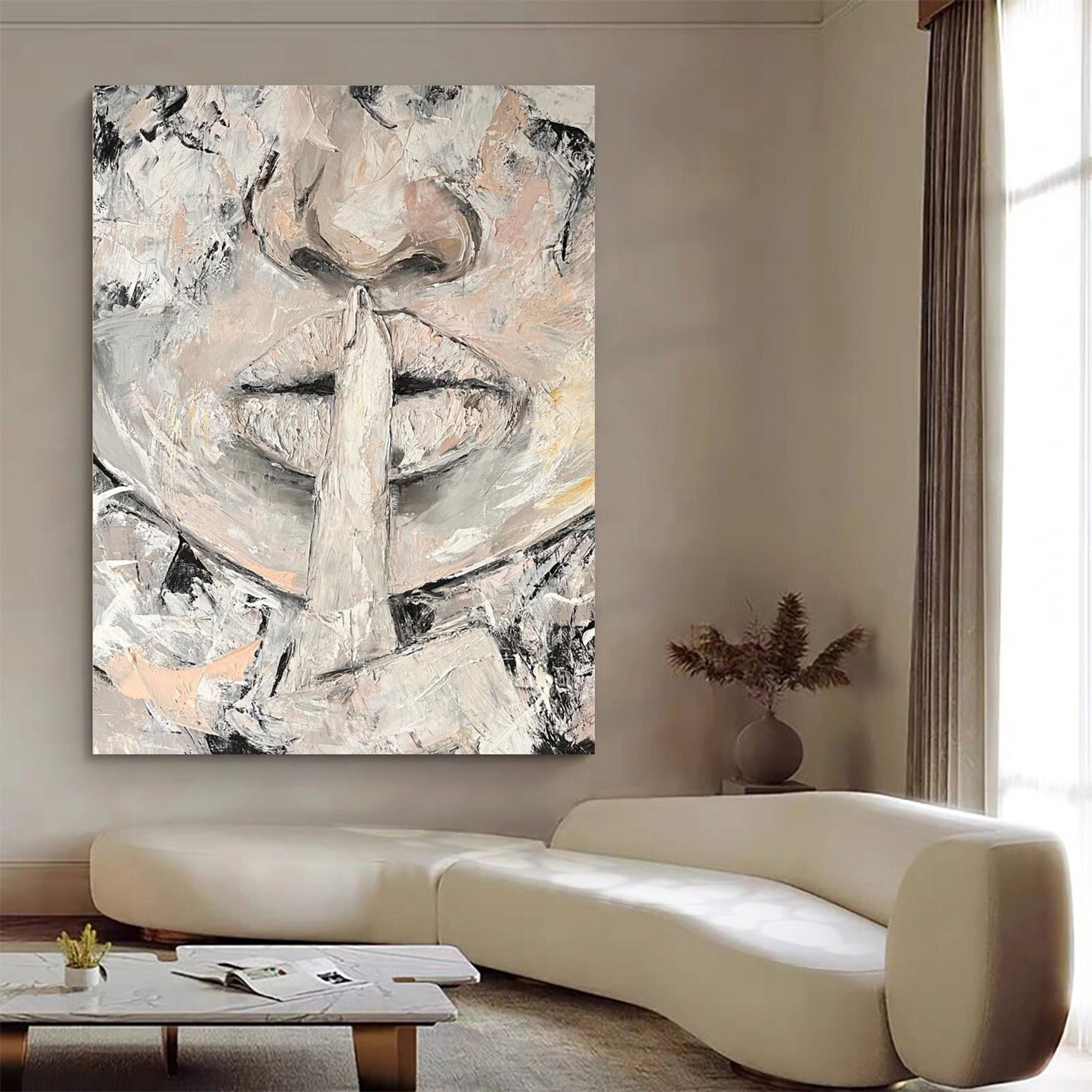 Abstract Face Silence Artwork Modern Minimalist Wall Art #HF005