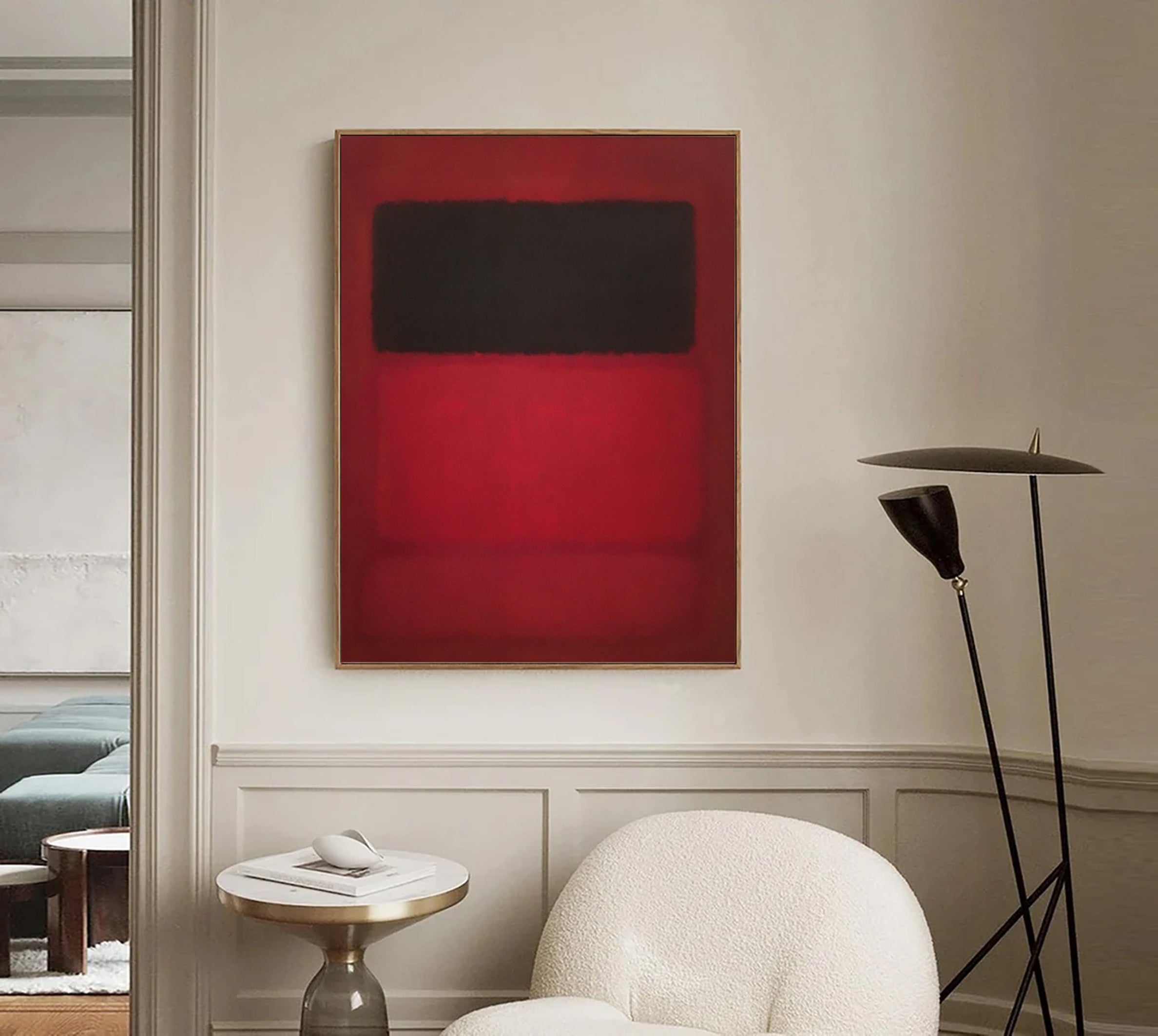 Bold Red Abstract Geometric Art Modern Home Wall Decor #MM032