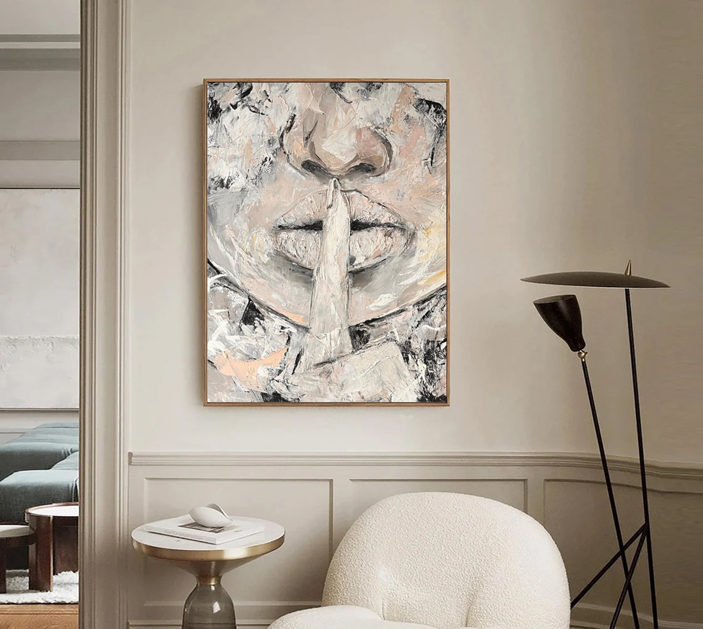 Abstract Face Silence Artwork Modern Minimalist Wall Art #HF005