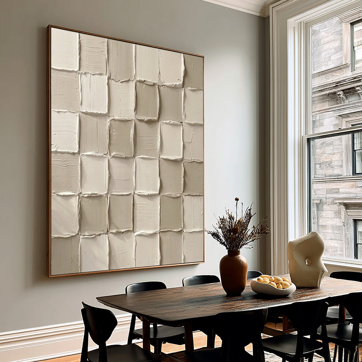 Handmade Forms In Soft Relief Large Ivory Textured Abstract Wall Art Sculptural Modern Decor