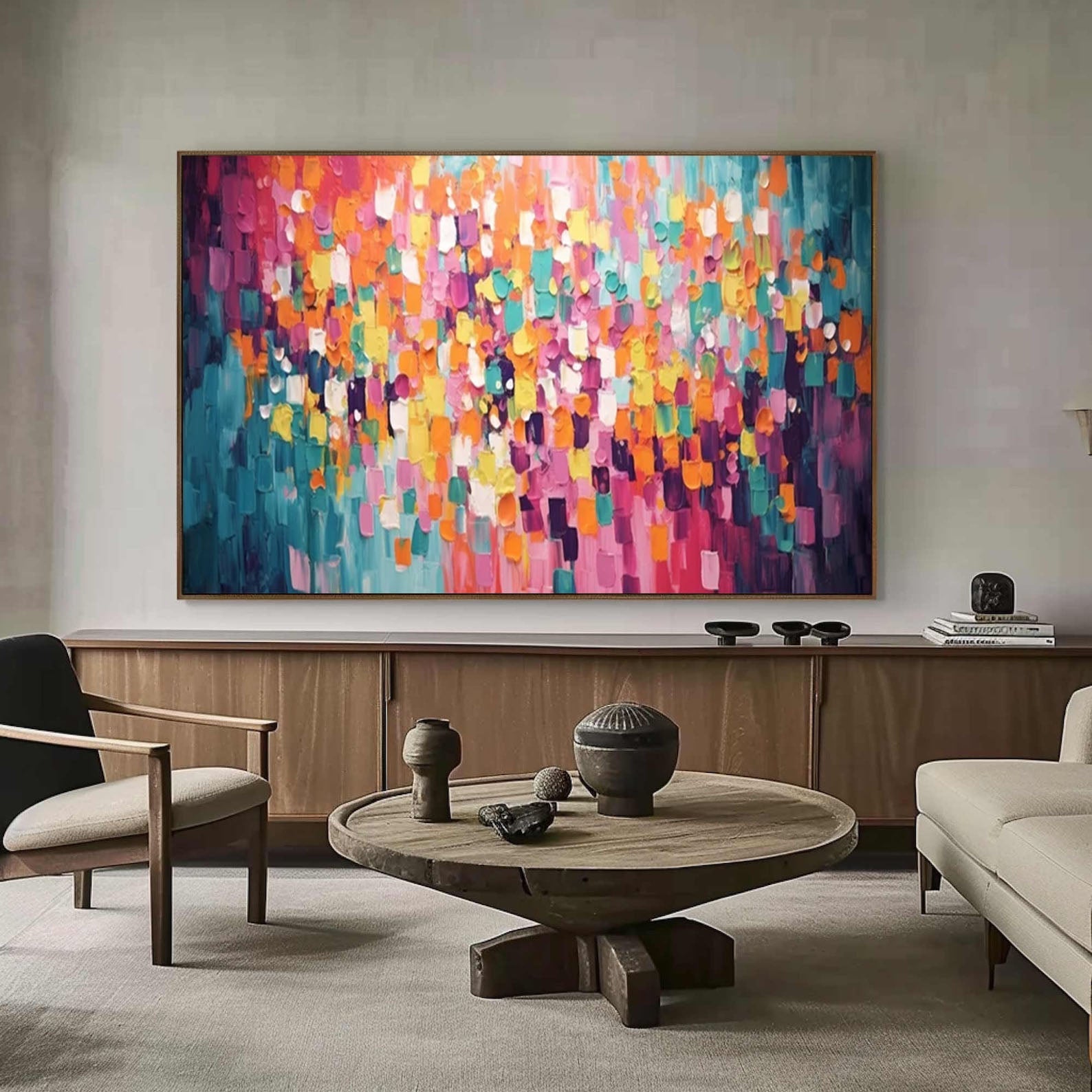 Bold Multicolor Abstract Canvas Modern Wall Art for Living Room #MM173