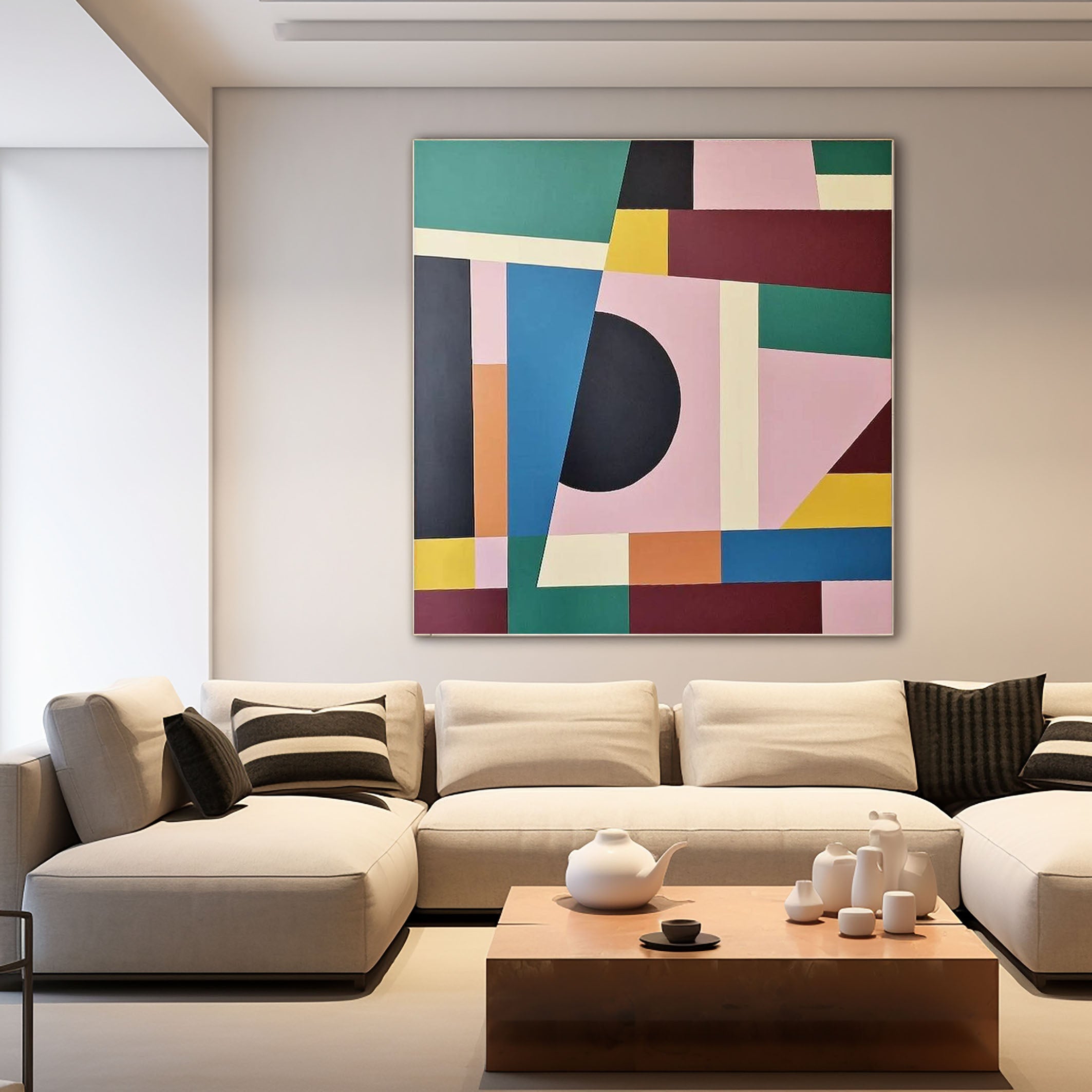 Geometric Harmony Mid Century Abstract Canvas Modern Home Art #MC014