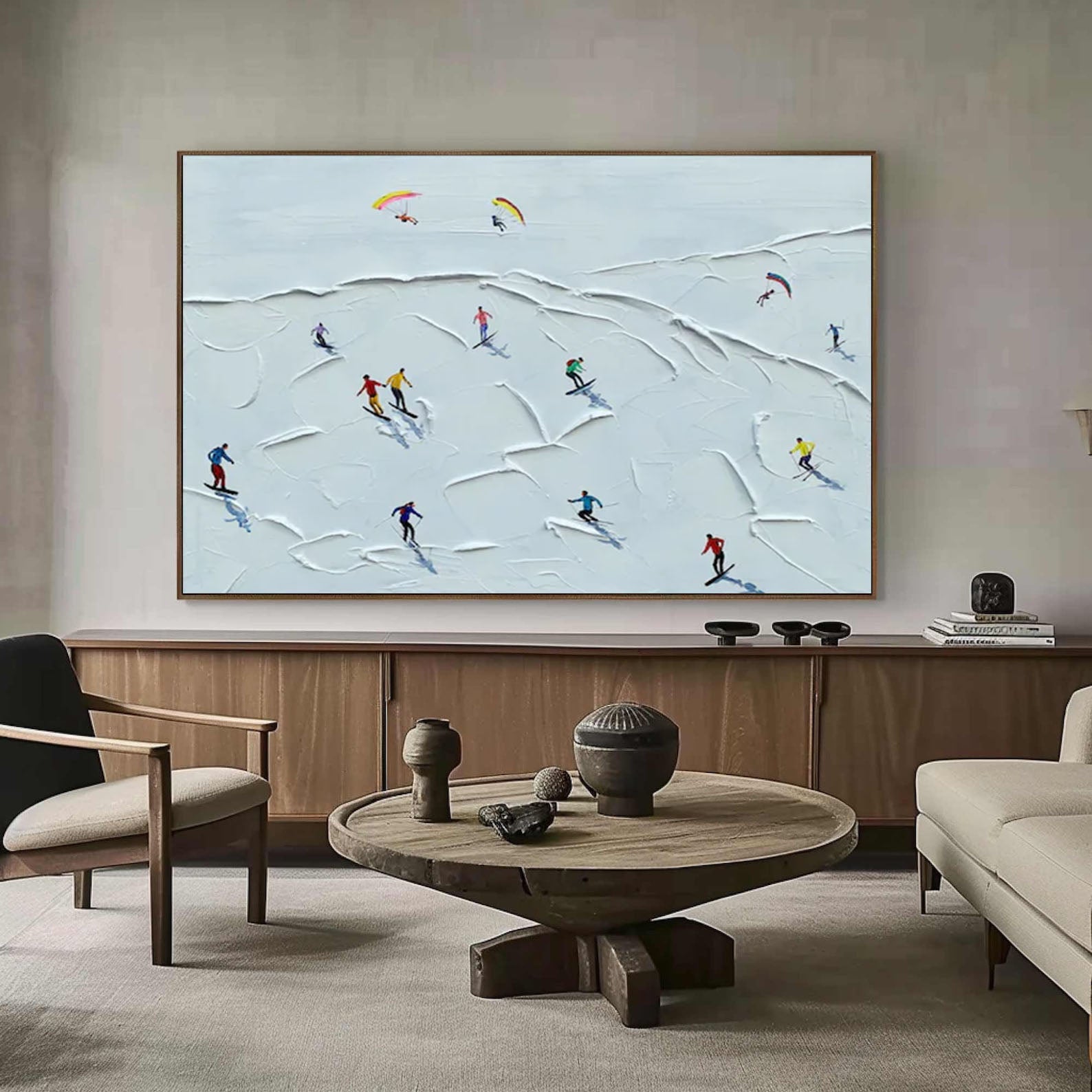 Dynamic Winter Sports Textured Artwork for Active Interiors #SPA012