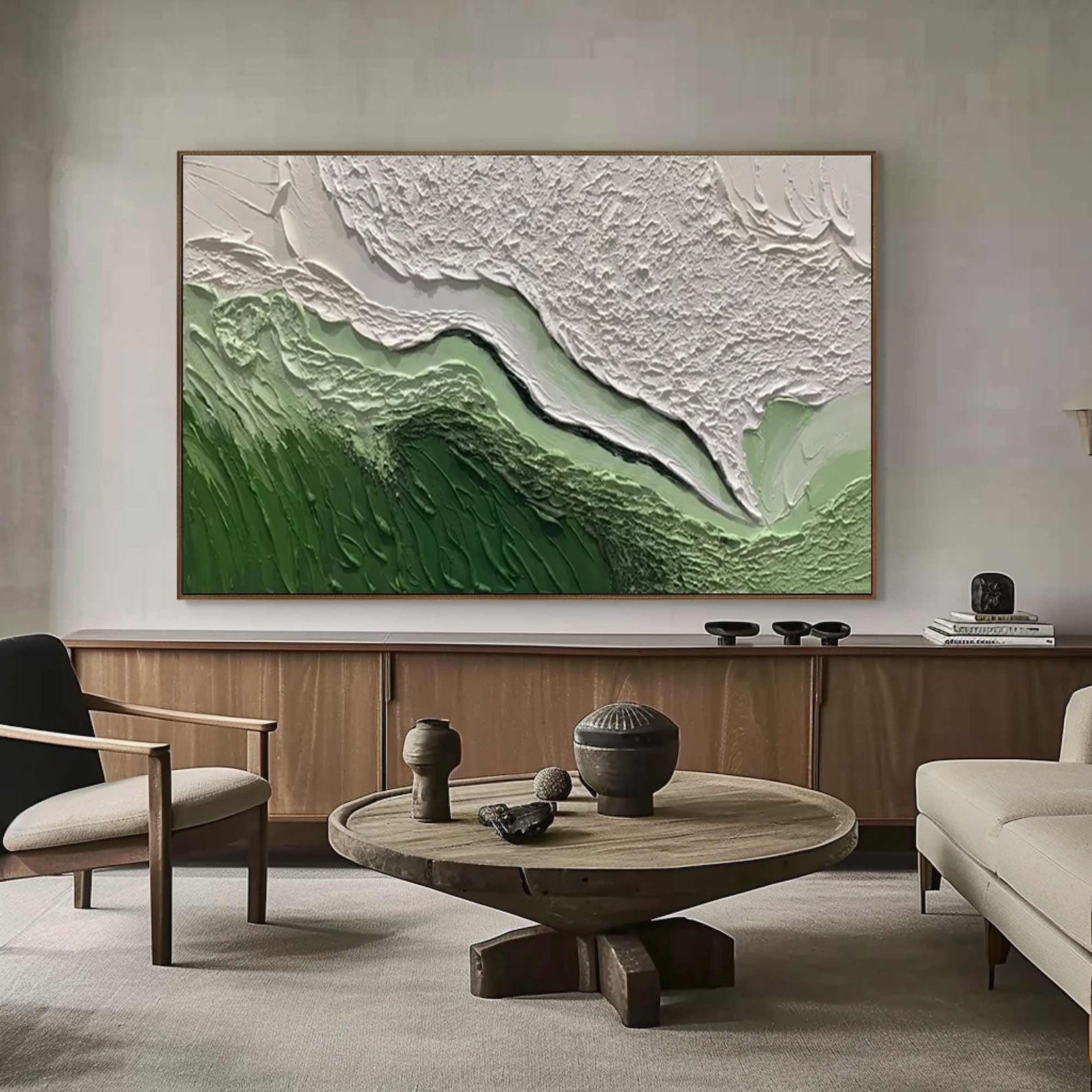 Green Landscape-Inspired Abstract Canvas for Home Decor #MM170