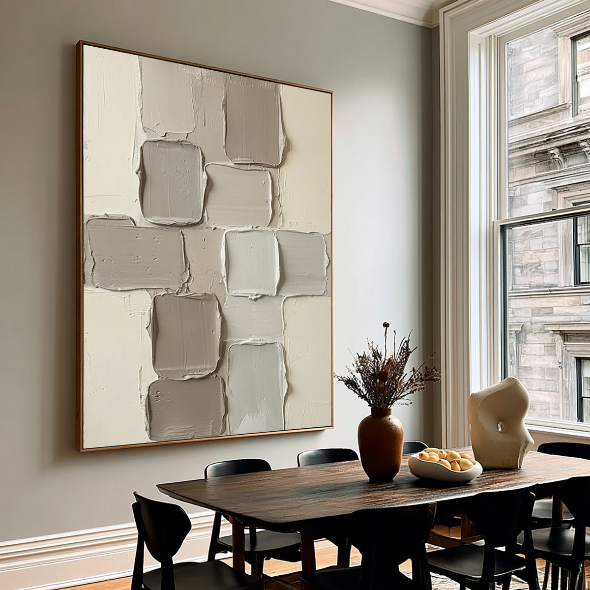 Drifting Forms In Neutral Space Large White Beige Abstract Textured Wall Art Sculptural Relief