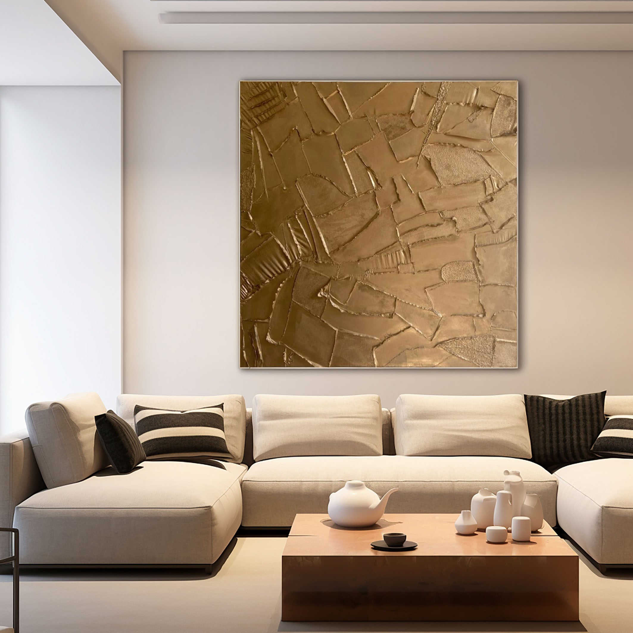 Abstract Gold Elegance Textured Art for Sophisticated Spaces #MM087