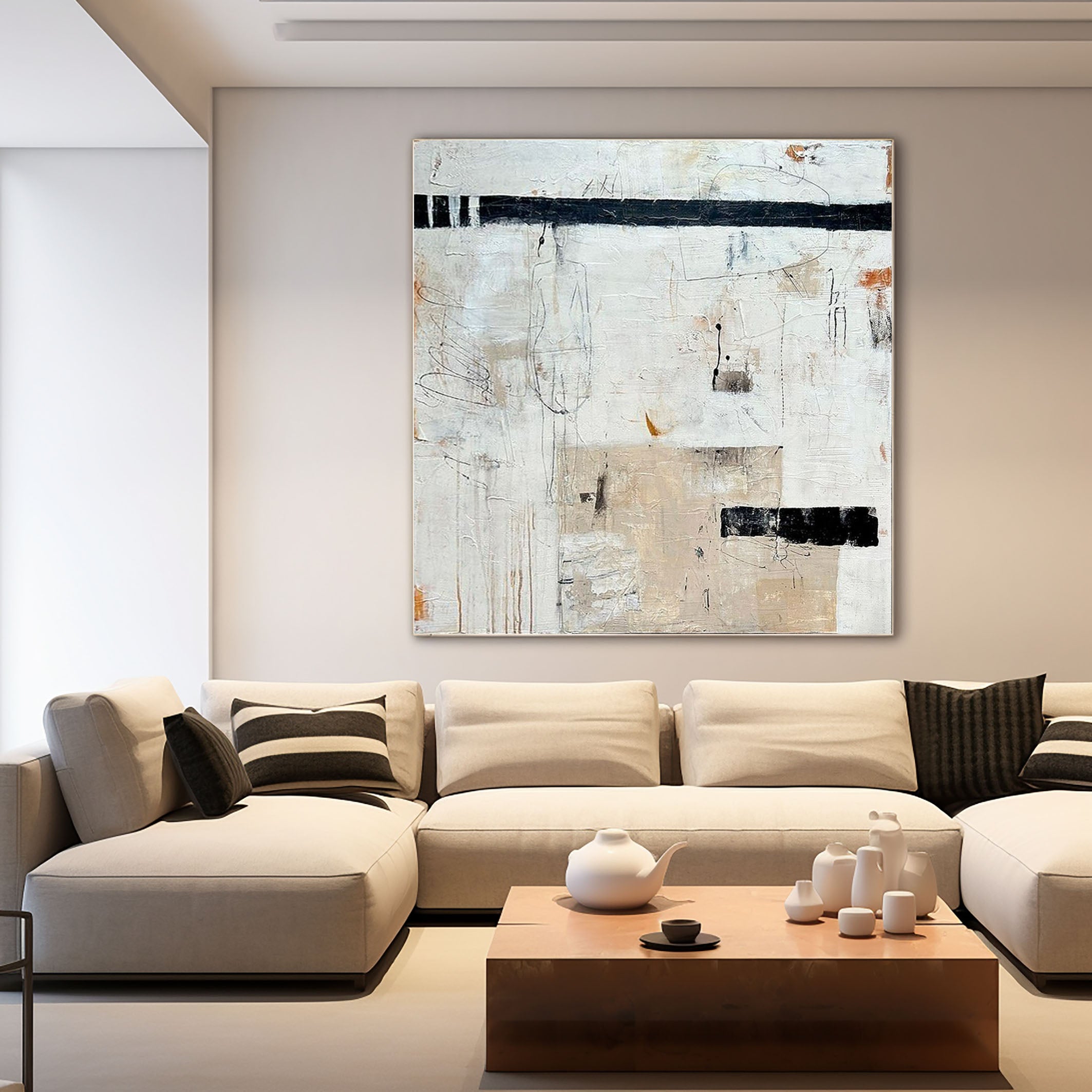 Monochrome Abstract Canvas Modern Home Decor Art #MC017