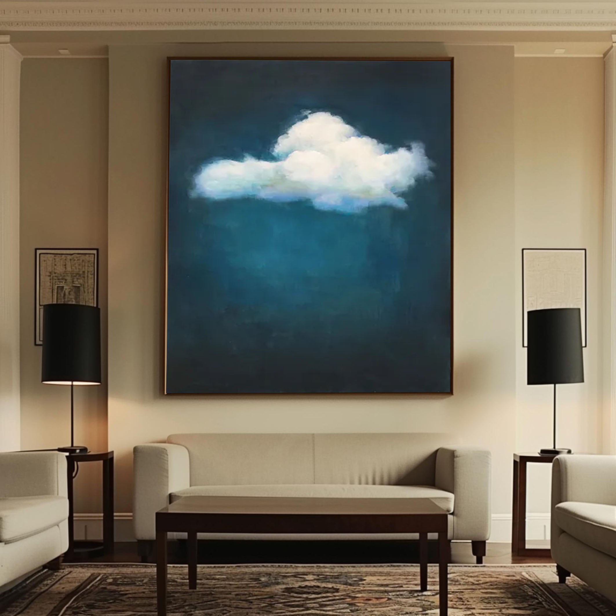 Dreamy Blue Gradient Wall Art with White Cloud #SP006